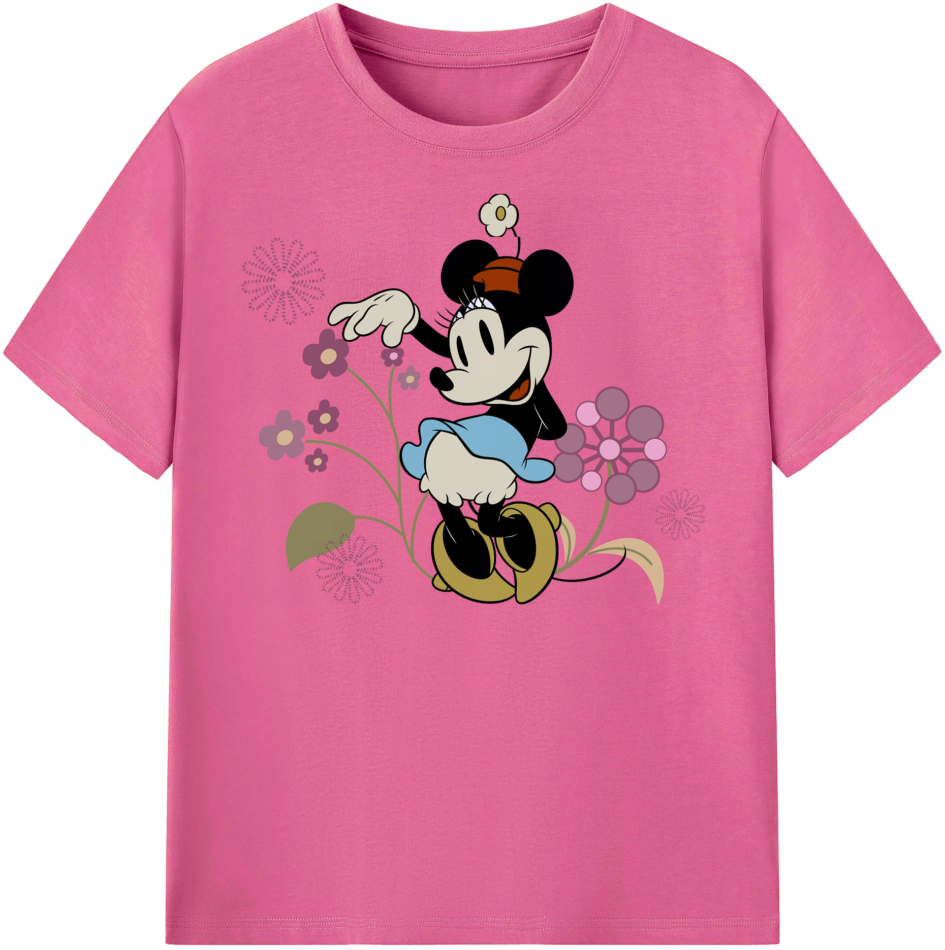 （画像用） ミッキーマウス Mickey Mouse レディースカジュアルプリントTシャツ（綿100％）