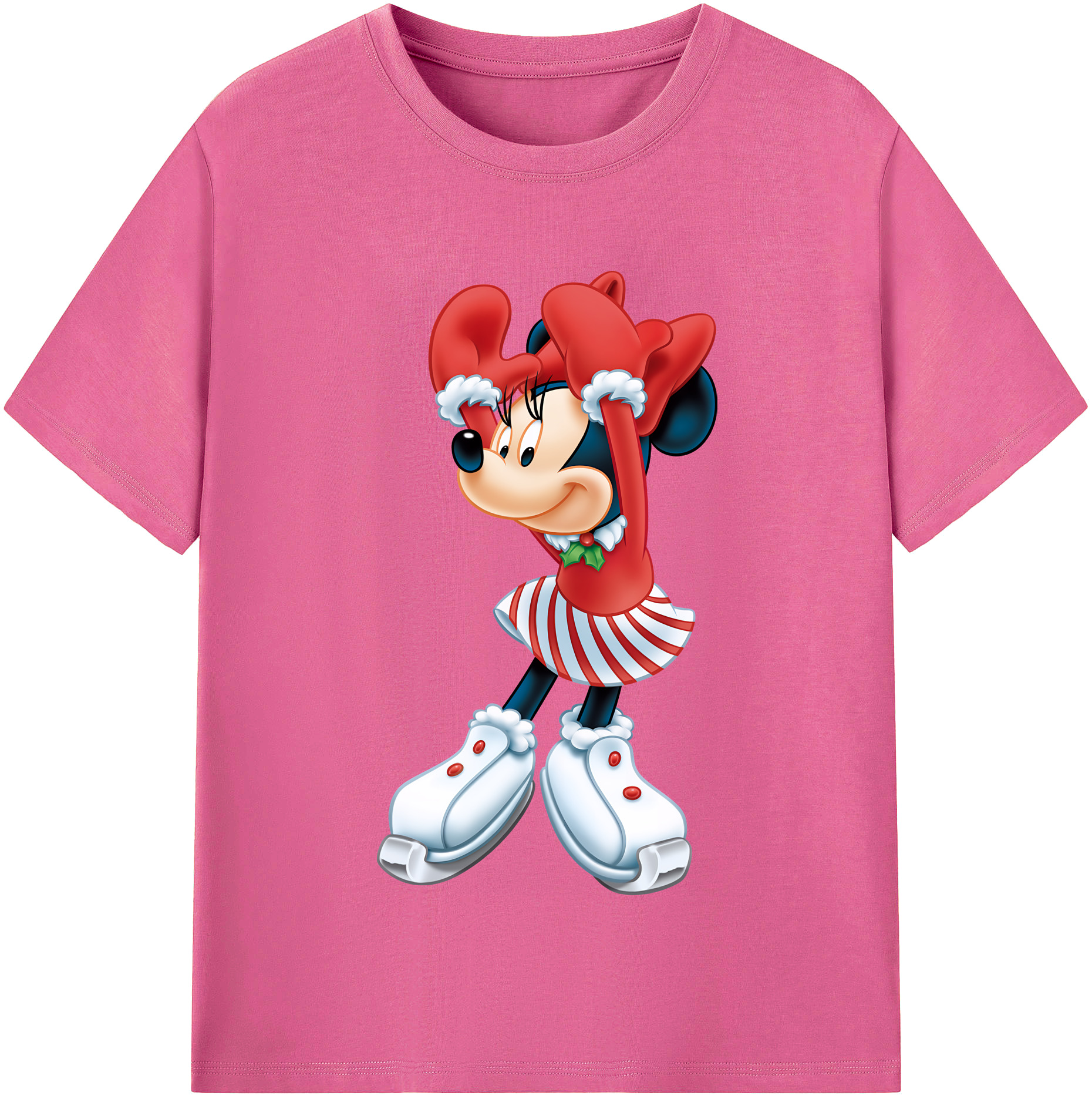（画像用） ミッキーマウス Mickey Mouse レディースカジュアルプリントTシャツ（綿100％）