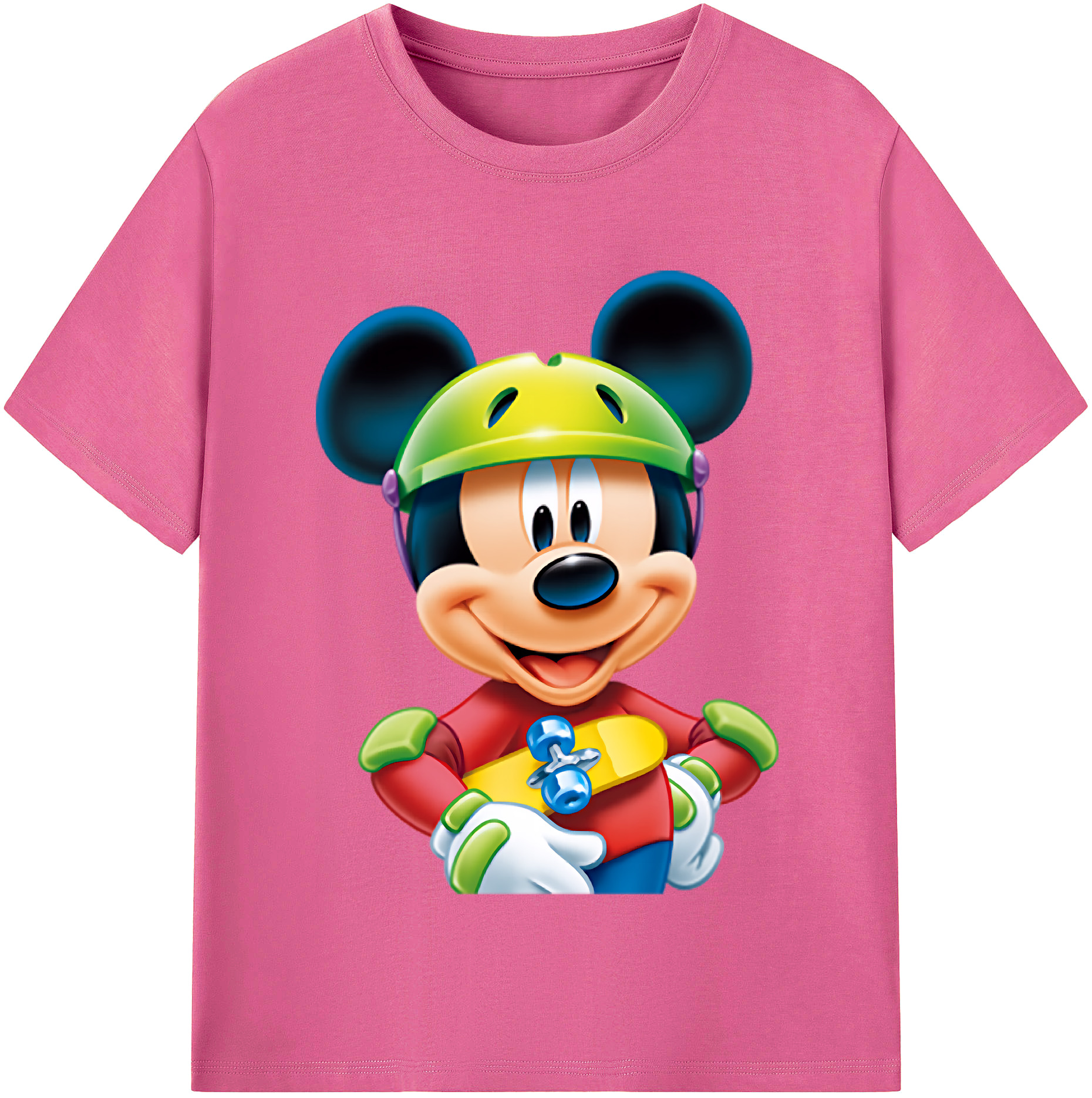 （画像用） ミッキーマウス Mickey Mouse レディースカジュアルプリントTシャツ（綿100％）
