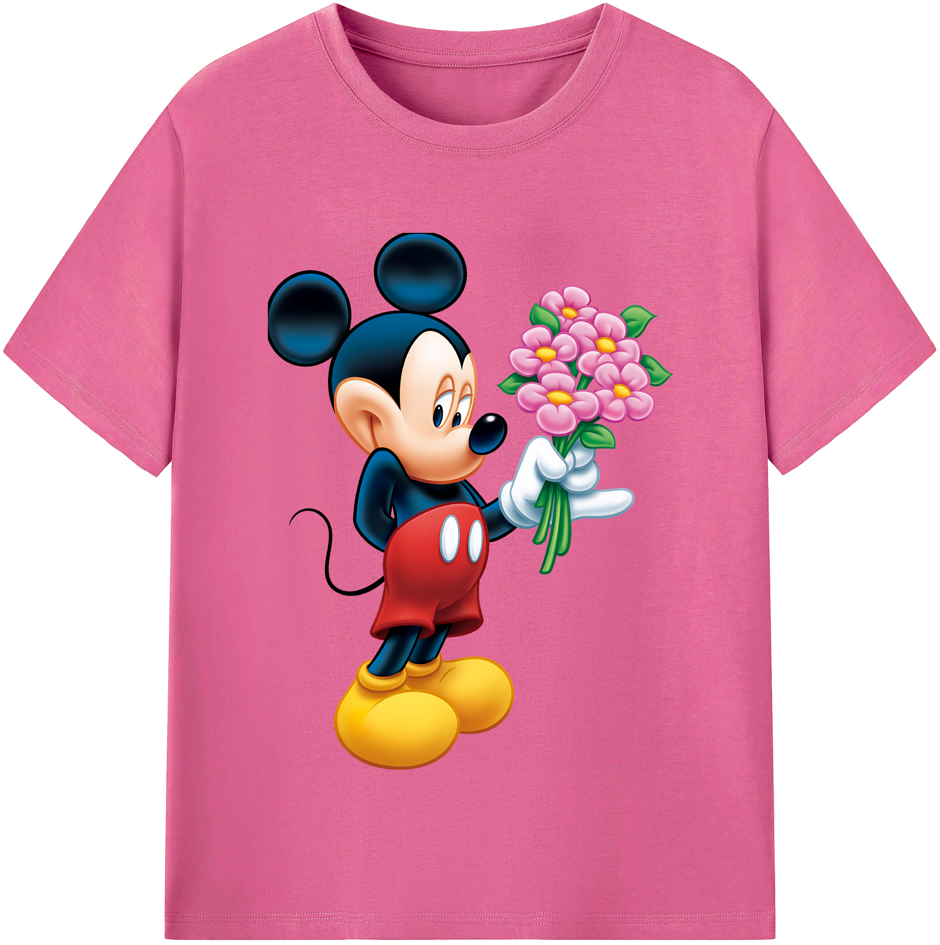 （画像用） ミッキーマウス Mickey Mouse レディースカジュアルプリントTシャツ（綿100％）