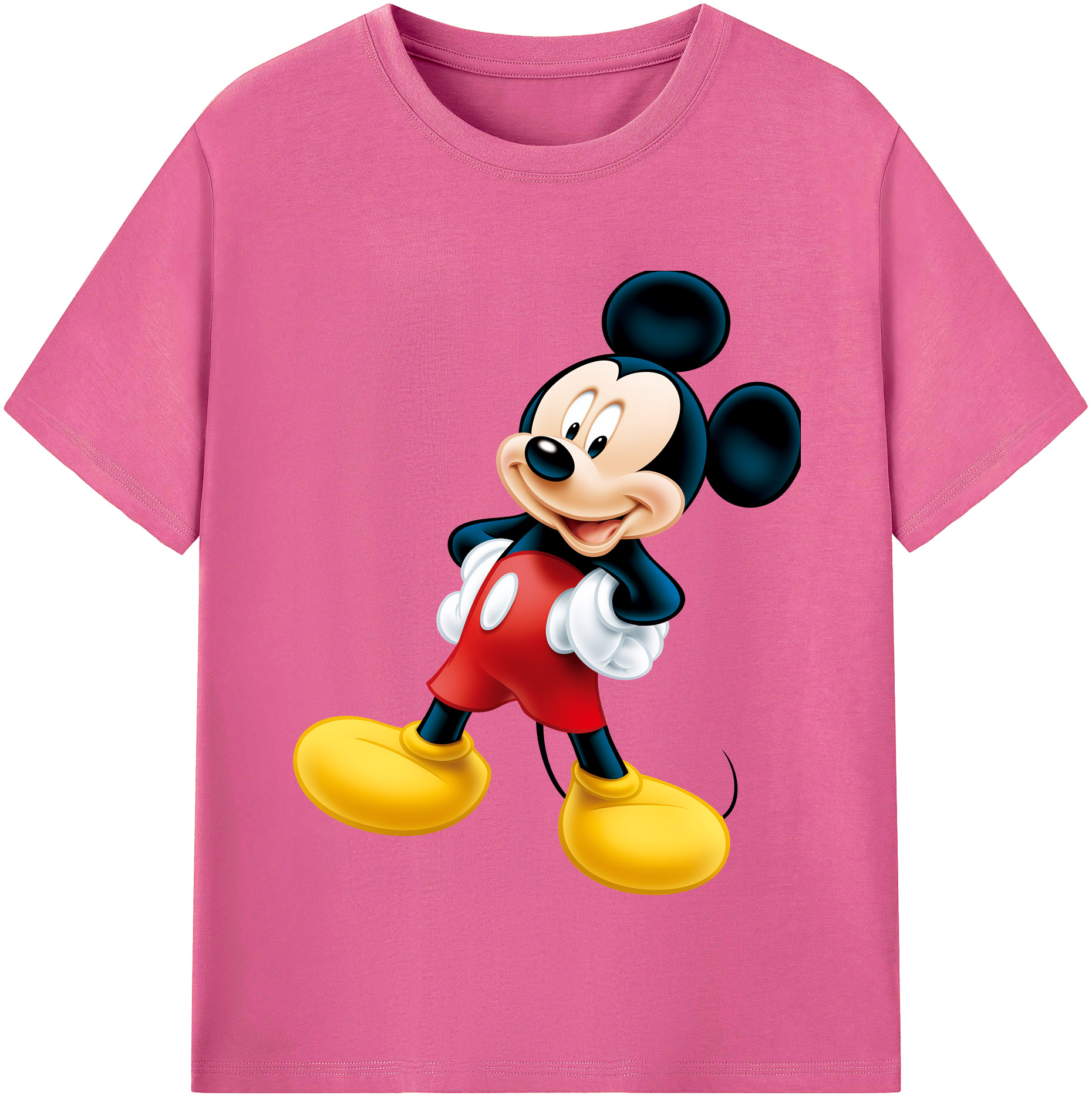 （画像用） ミッキーマウス Mickey Mouse レディースカジュアルプリントTシャツ（綿100％）
