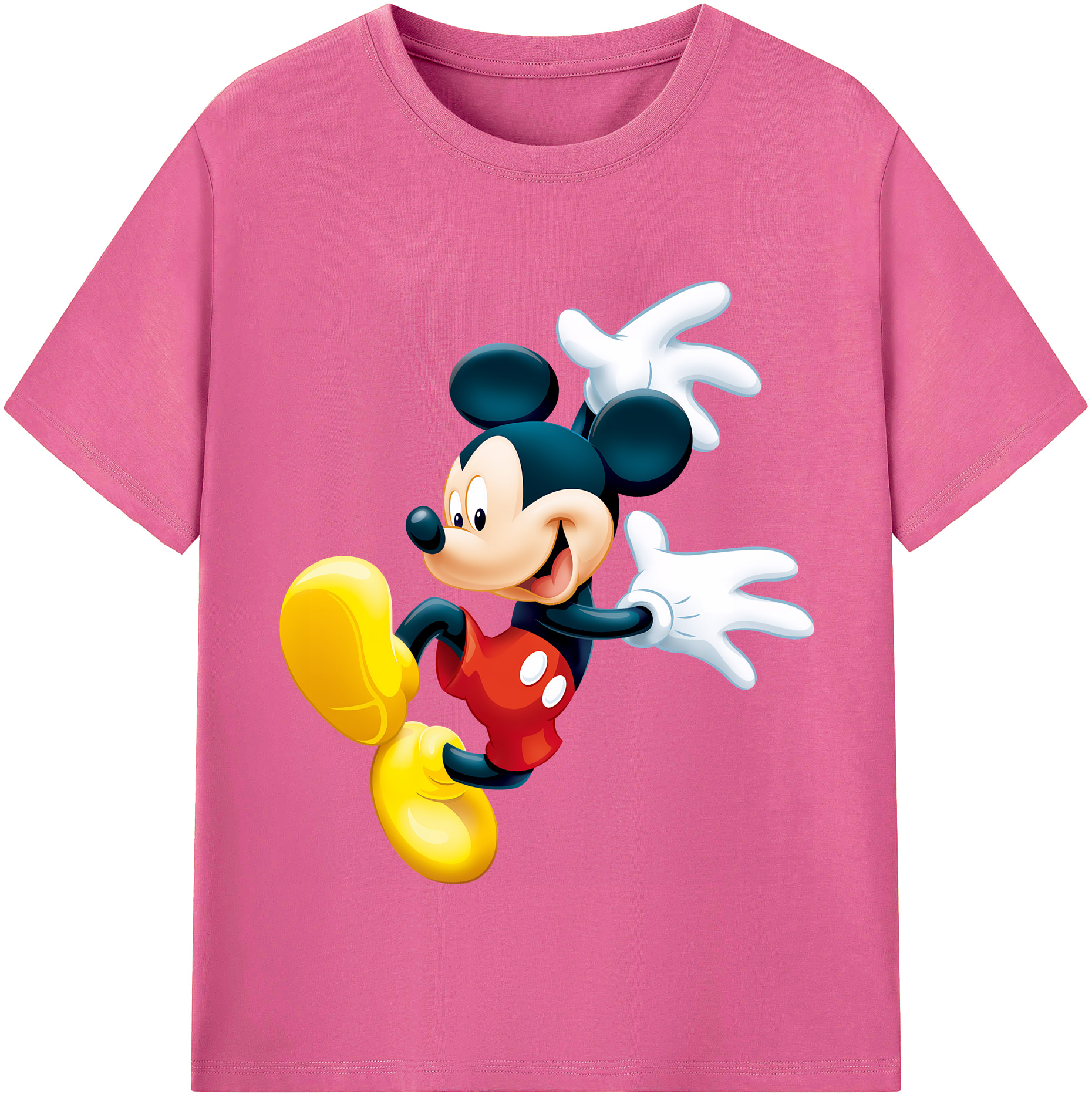（画像用） ミッキーマウス Mickey Mouse レディースカジュアルプリントTシャツ（綿100％）