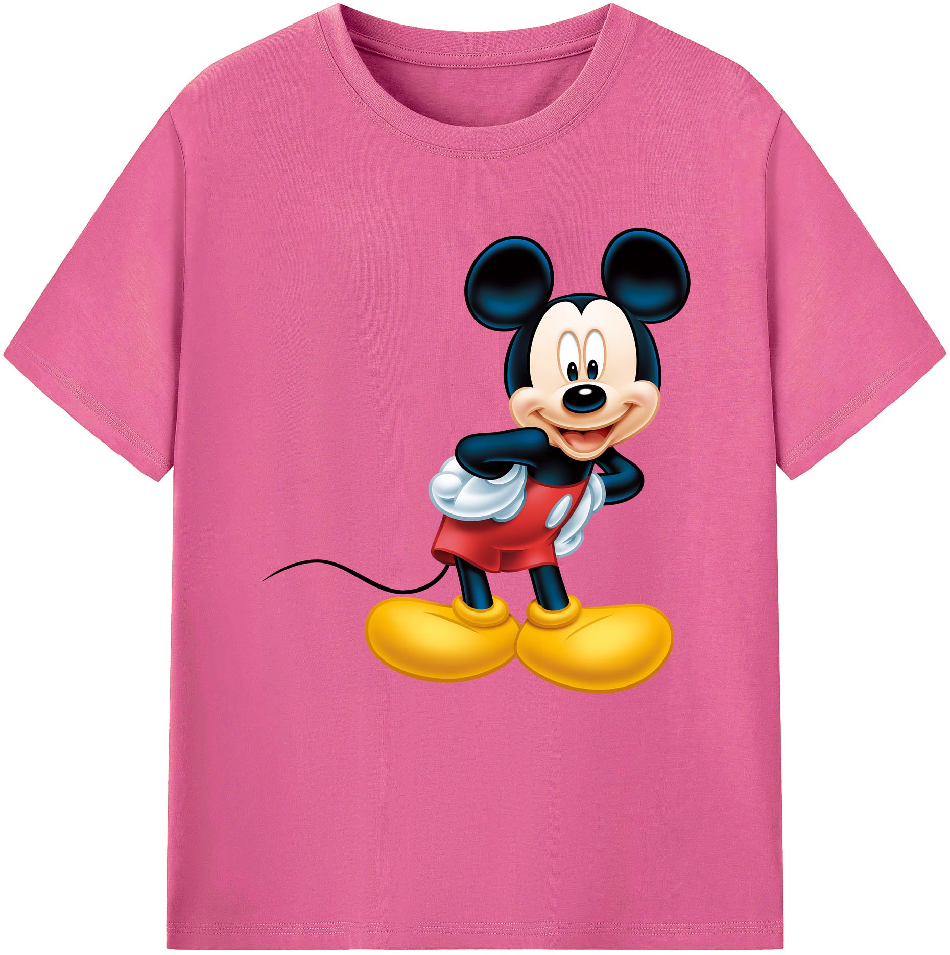（画像用） ミッキーマウス Mickey Mouse レディースカジュアルプリントTシャツ（綿100％）
