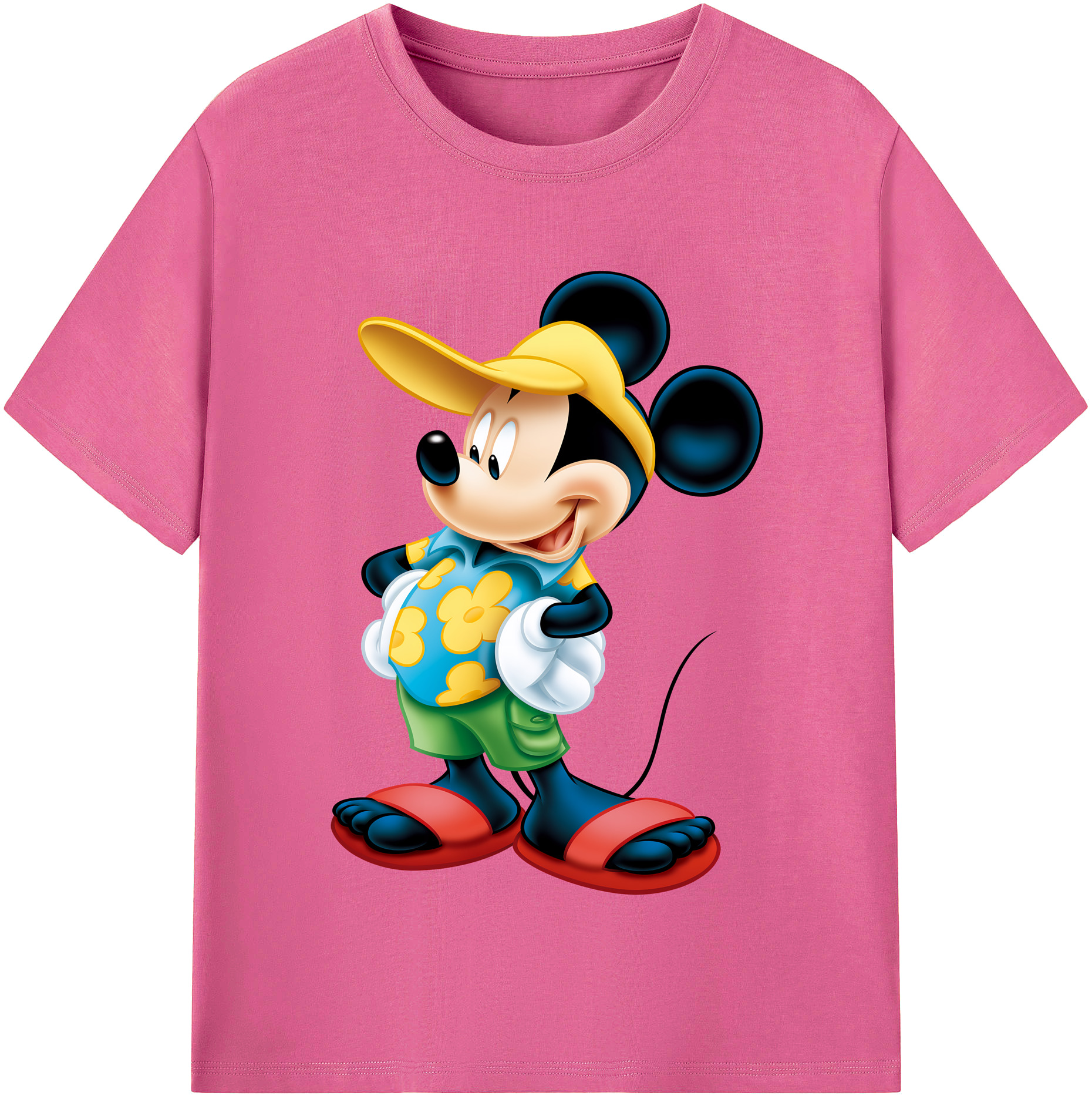 （画像用） ミッキーマウス Mickey Mouse レディースカジュアルプリントTシャツ（綿100％）