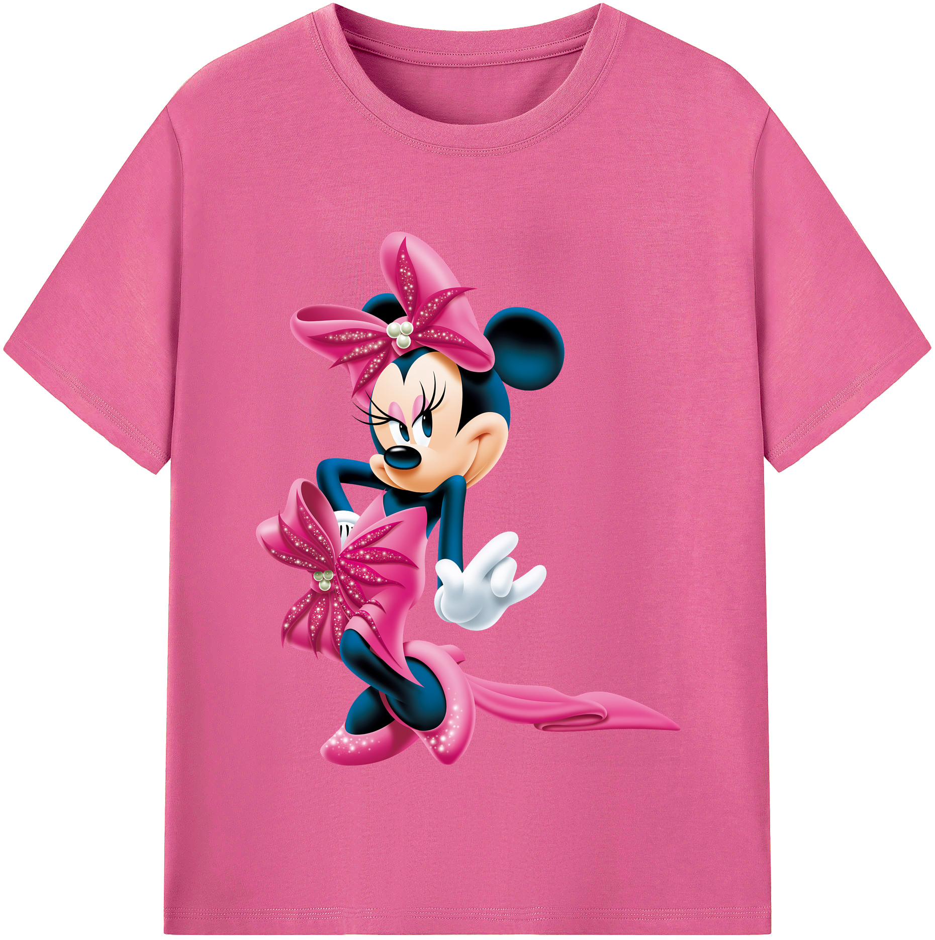 （画像用） ミッキーマウス Mickey Mouse レディースカジュアルプリントTシャツ（綿100％）