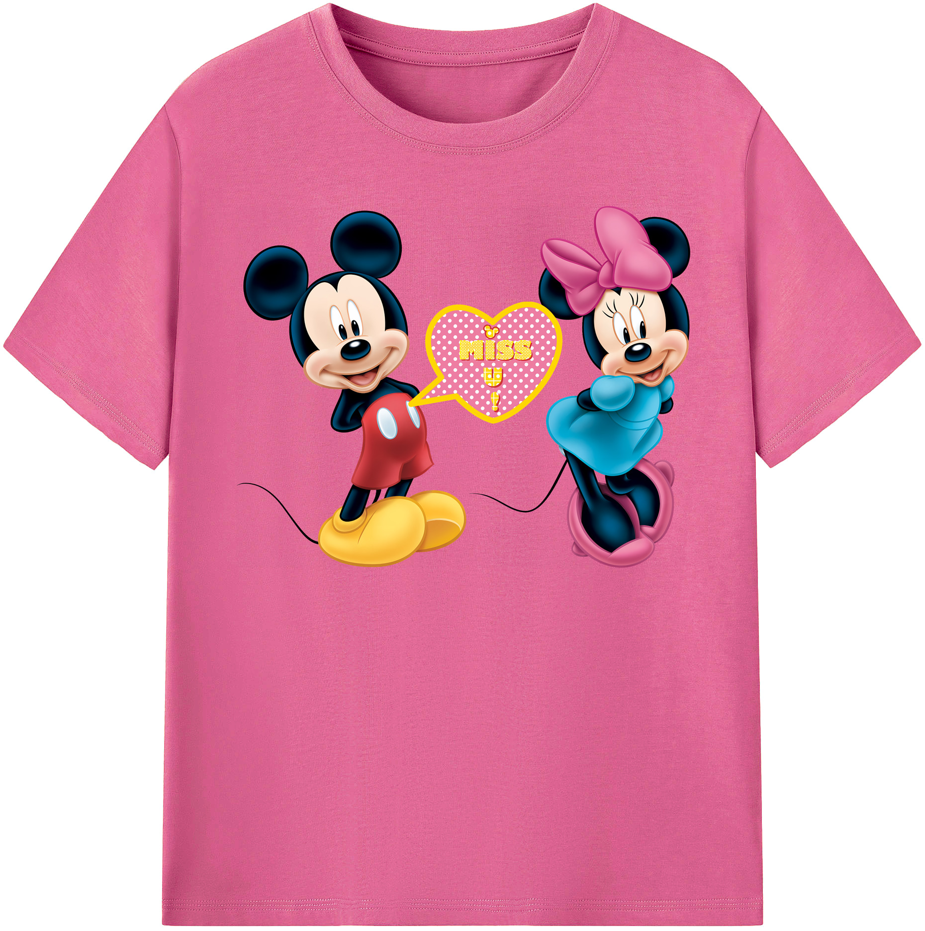 （画像用） ミッキーマウス Mickey Mouse レディースカジュアルプリントTシャツ（綿100％）