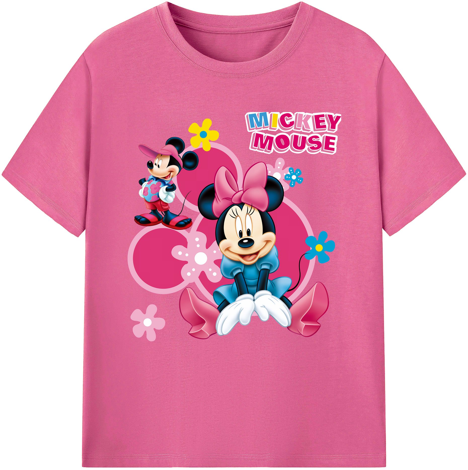 （画像用） ミッキーマウス Mickey Mouse レディースカジュアルプリントTシャツ（綿100％）
