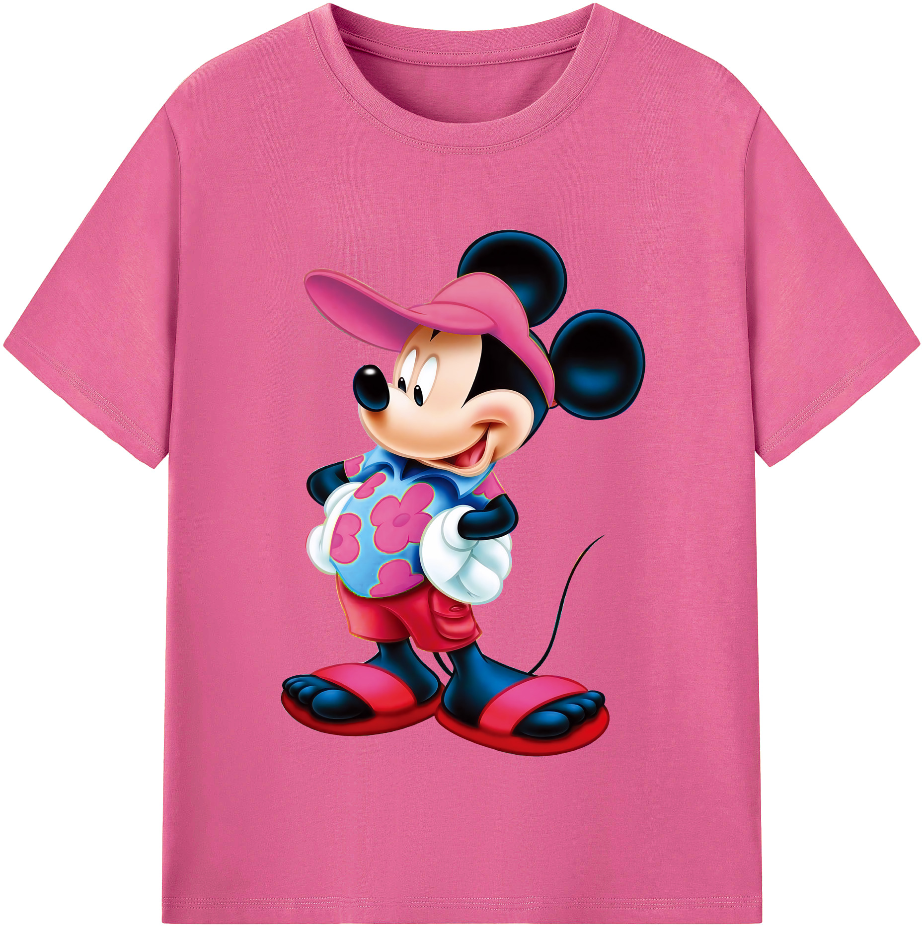 （画像用） ミッキーマウス Mickey Mouse レディースカジュアルプリントTシャツ（綿100％）