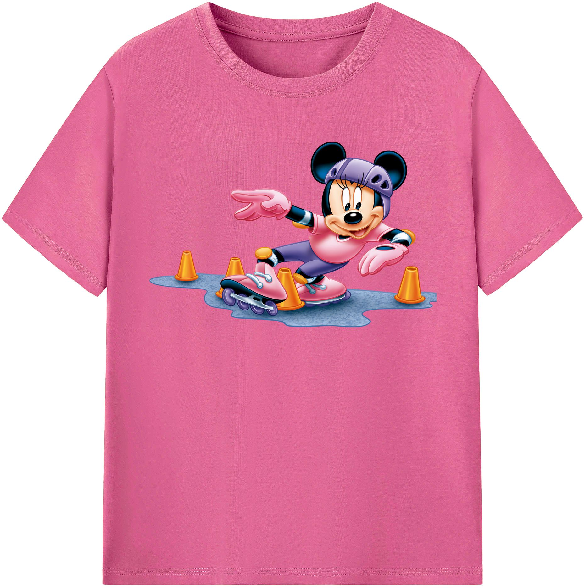 （画像用） ミッキーマウス Mickey Mouse レディースカジュアルプリントTシャツ（綿100％）