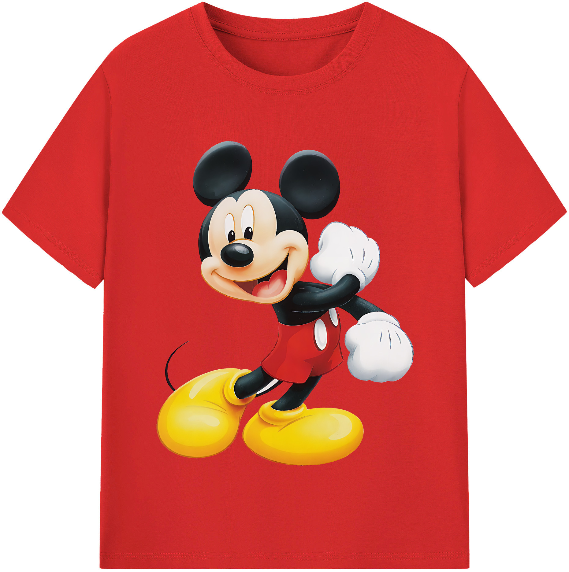 （画像用） ミッキーマウス Mickey Mouse レディースカジュアルプリントTシャツ（綿100％）