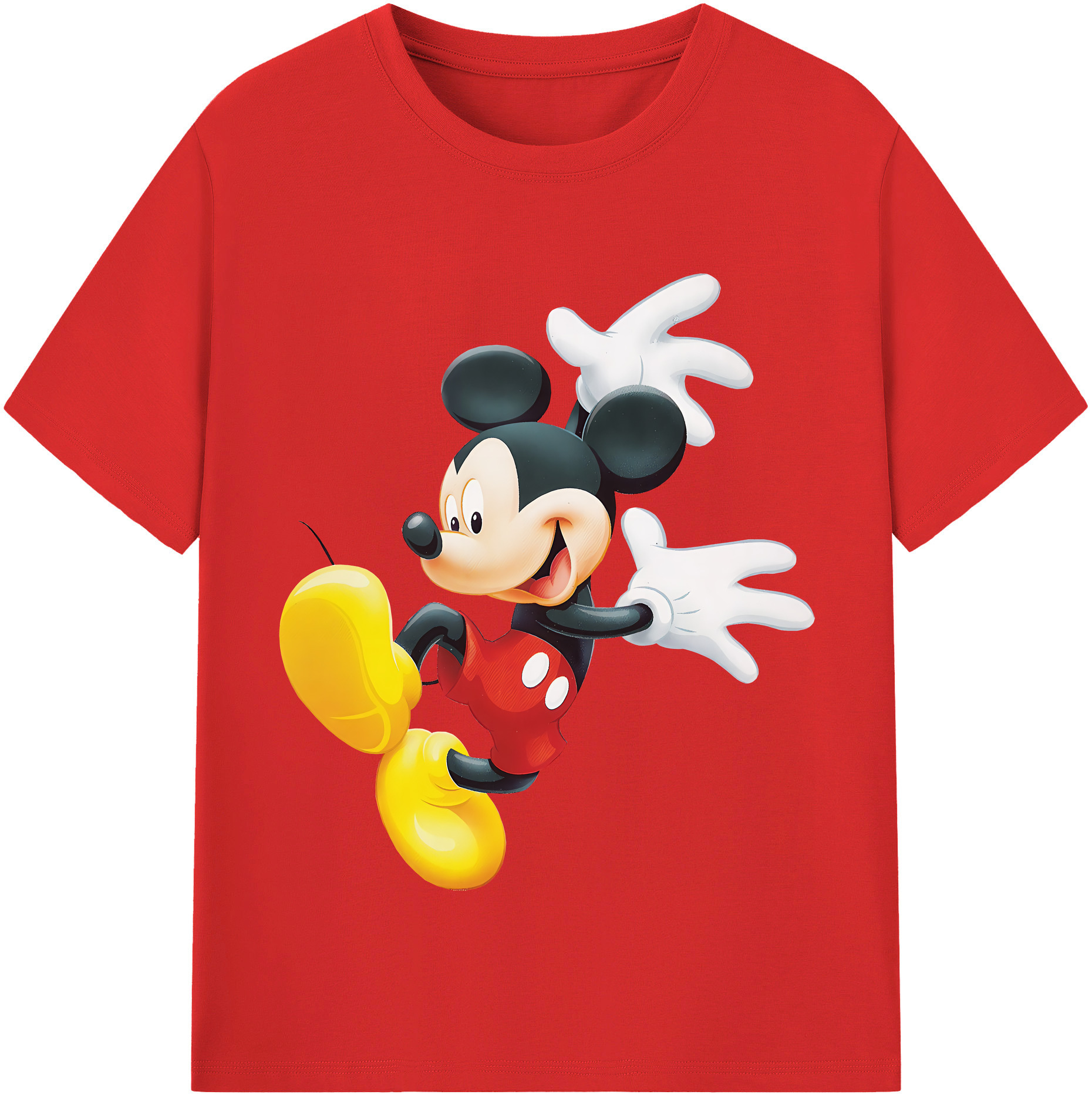 （画像用） ミッキーマウス Mickey Mouse レディースカジュアルプリントTシャツ（綿100％）