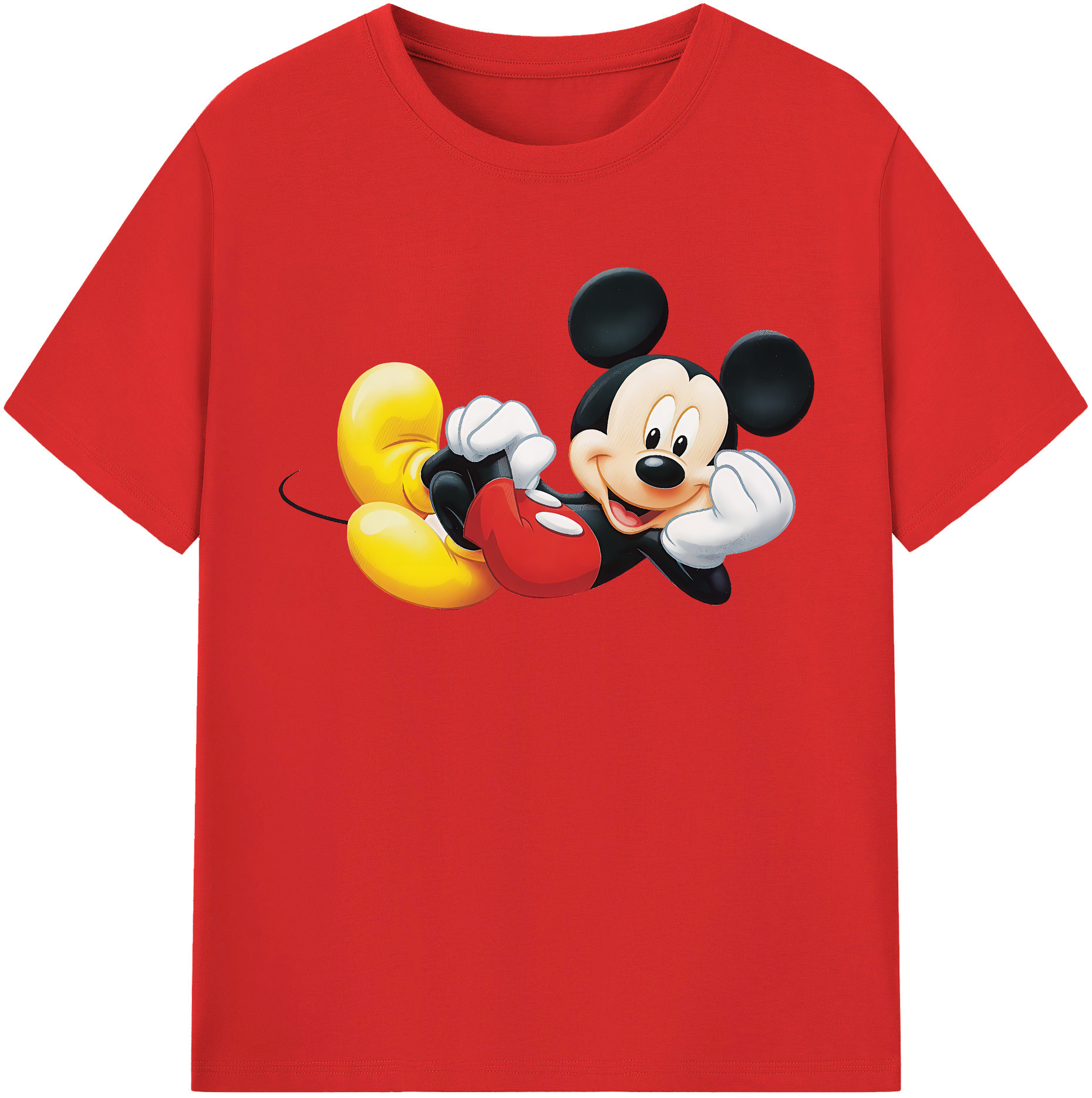 （画像用） ミッキーマウス Mickey Mouse レディースカジュアルプリントTシャツ（綿100％）