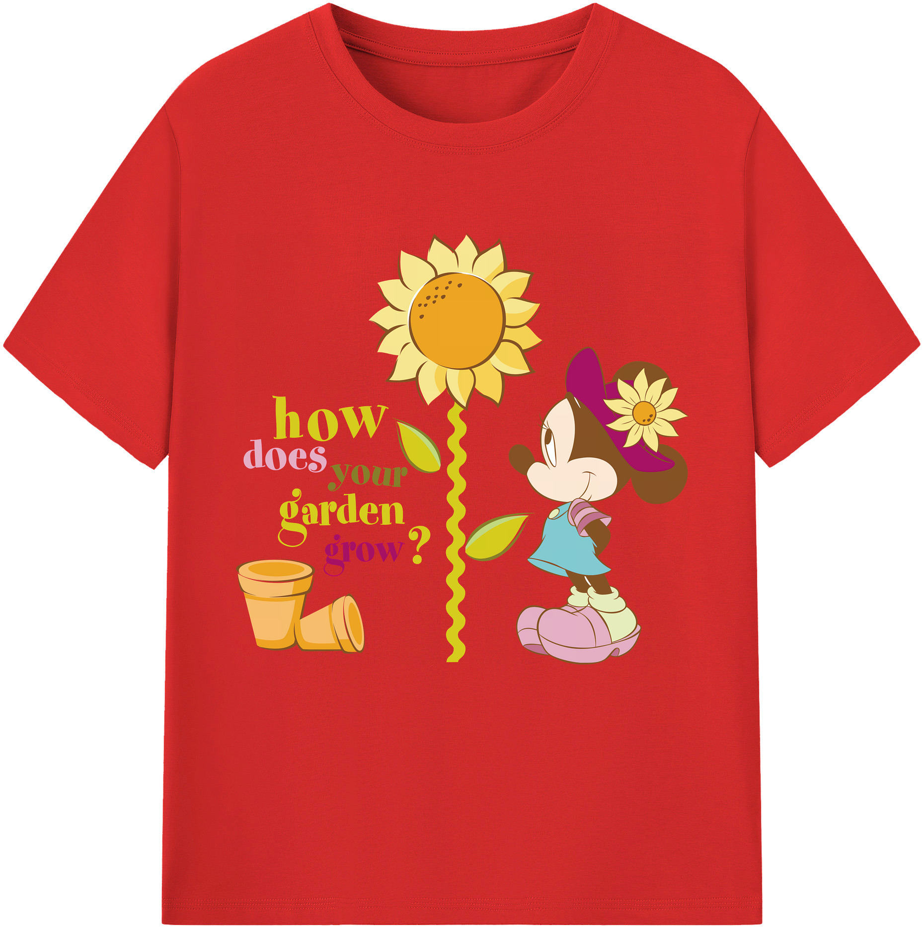 （画像用） ミッキーマウス Mickey Mouse レディースカジュアルプリントTシャツ（綿100％）