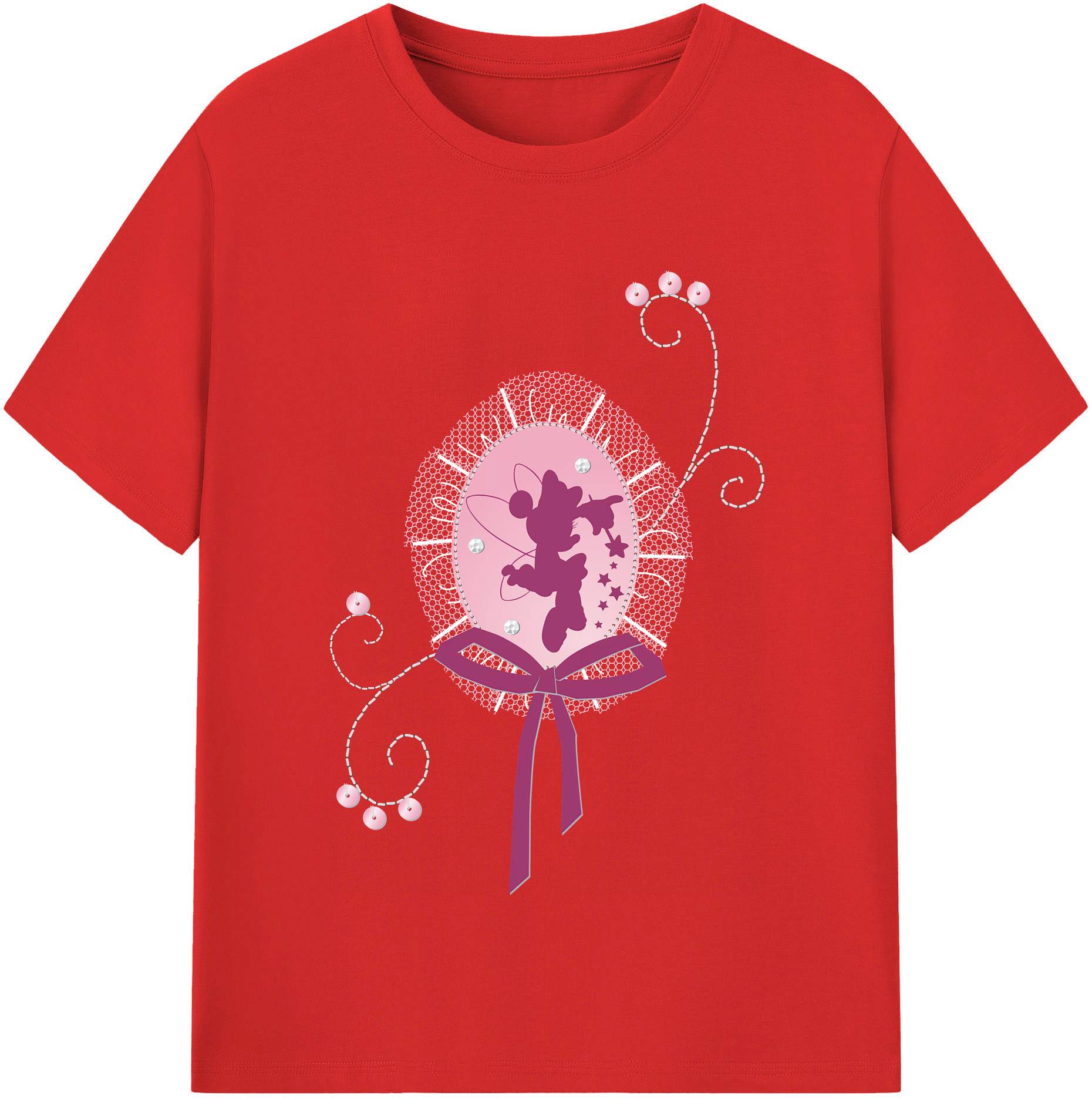 （画像用） ミッキーマウス Mickey Mouse レディースカジュアルプリントTシャツ（綿100％）