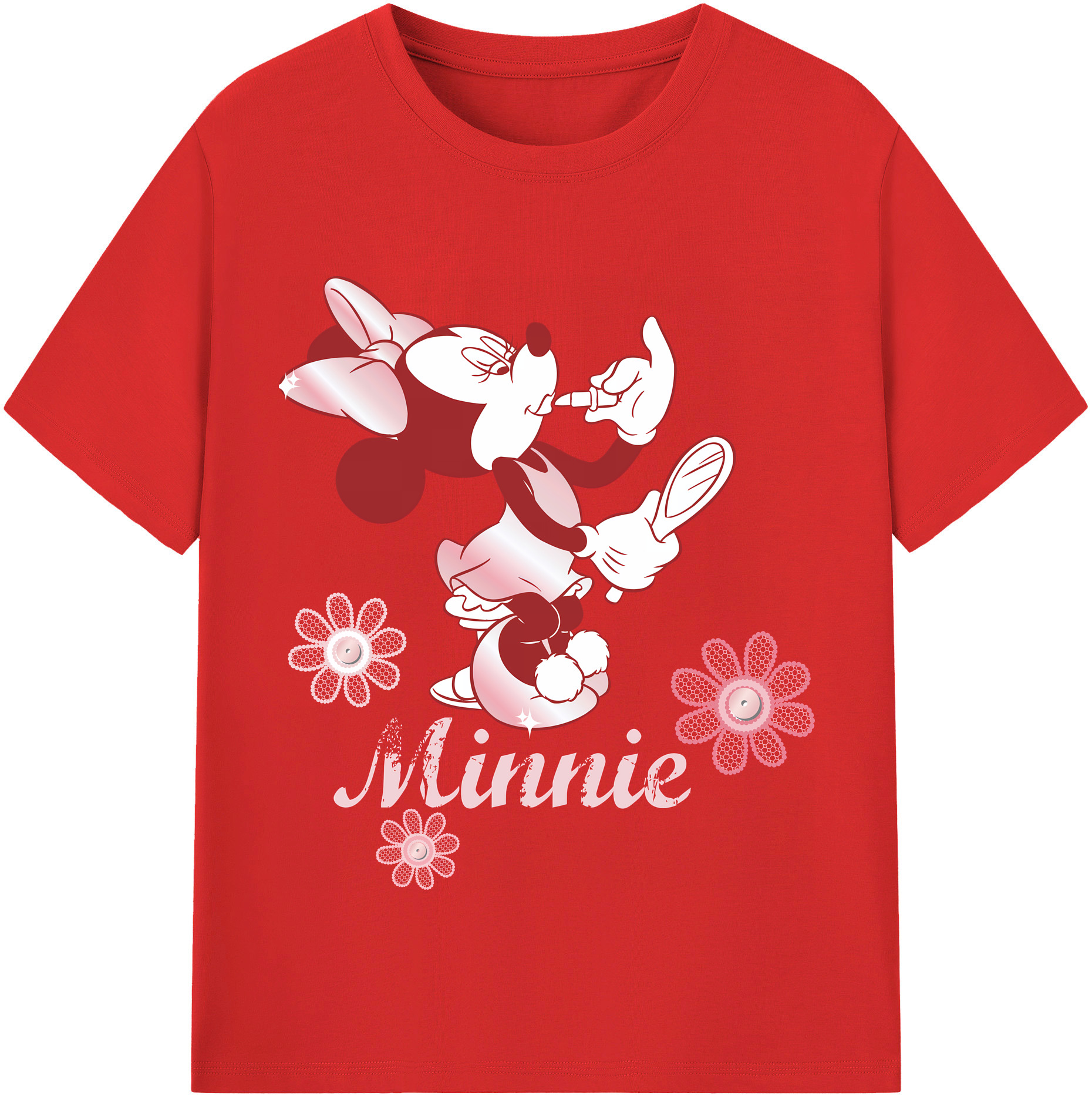 （画像用） ミッキーマウス Mickey Mouse レディースカジュアルプリントTシャツ（綿100％）