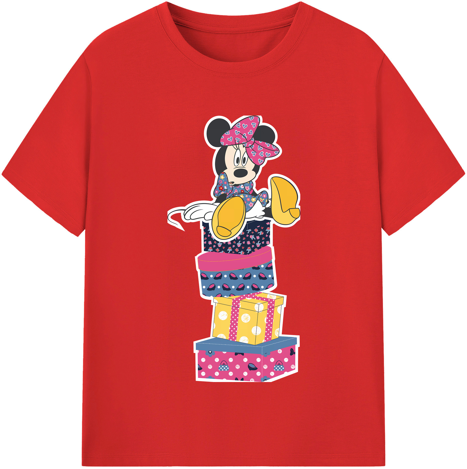 （画像用） ミッキーマウス Mickey Mouse レディースカジュアルプリントTシャツ（綿100％）