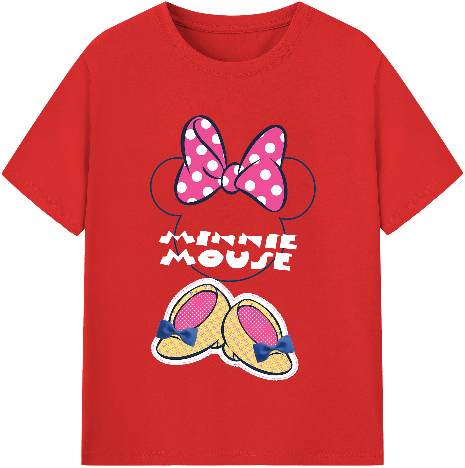（画像用） ミッキーマウス Mickey Mouse レディースカジュアルプリントTシャツ（綿100％）
