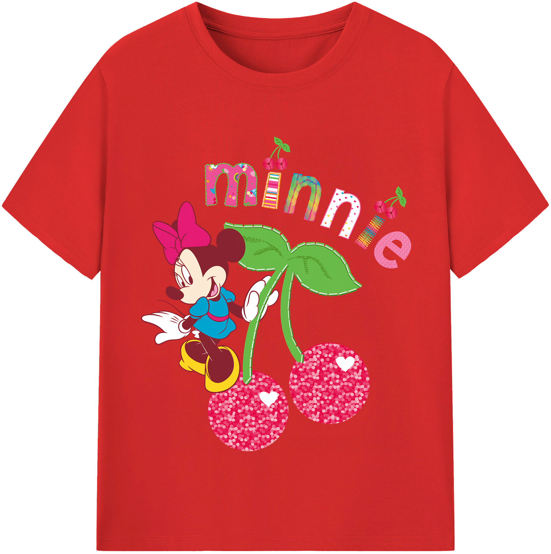 （画像用） ミッキーマウス Mickey Mouse レディースカジュアルプリントTシャツ（綿100％）