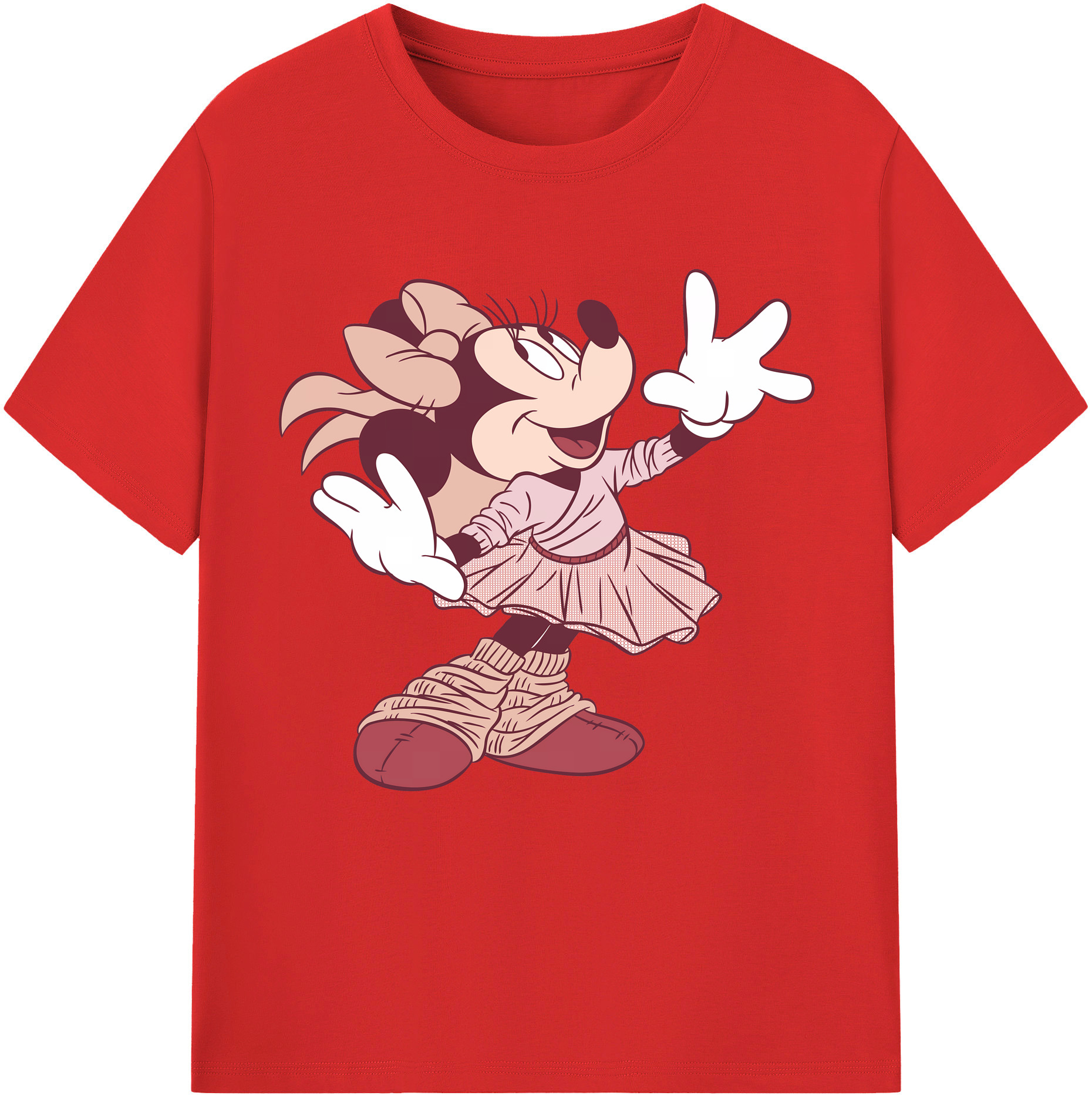 （画像用） ミッキーマウス Mickey Mouse レディースカジュアルプリントTシャツ（綿100％）