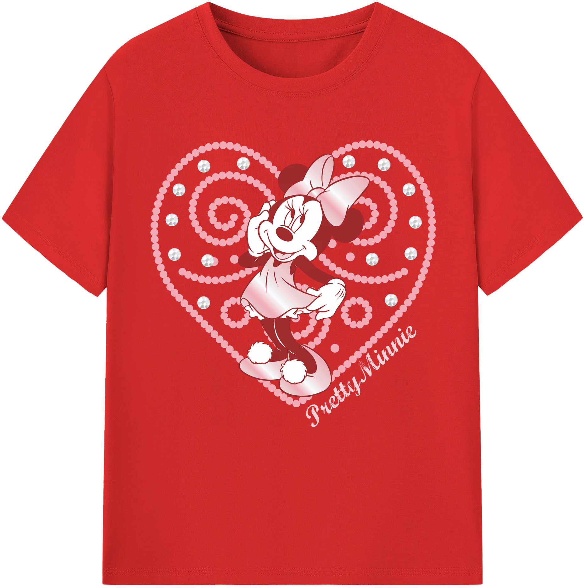 （画像用） ミッキーマウス Mickey Mouse レディースカジュアルプリントTシャツ（綿100％）
