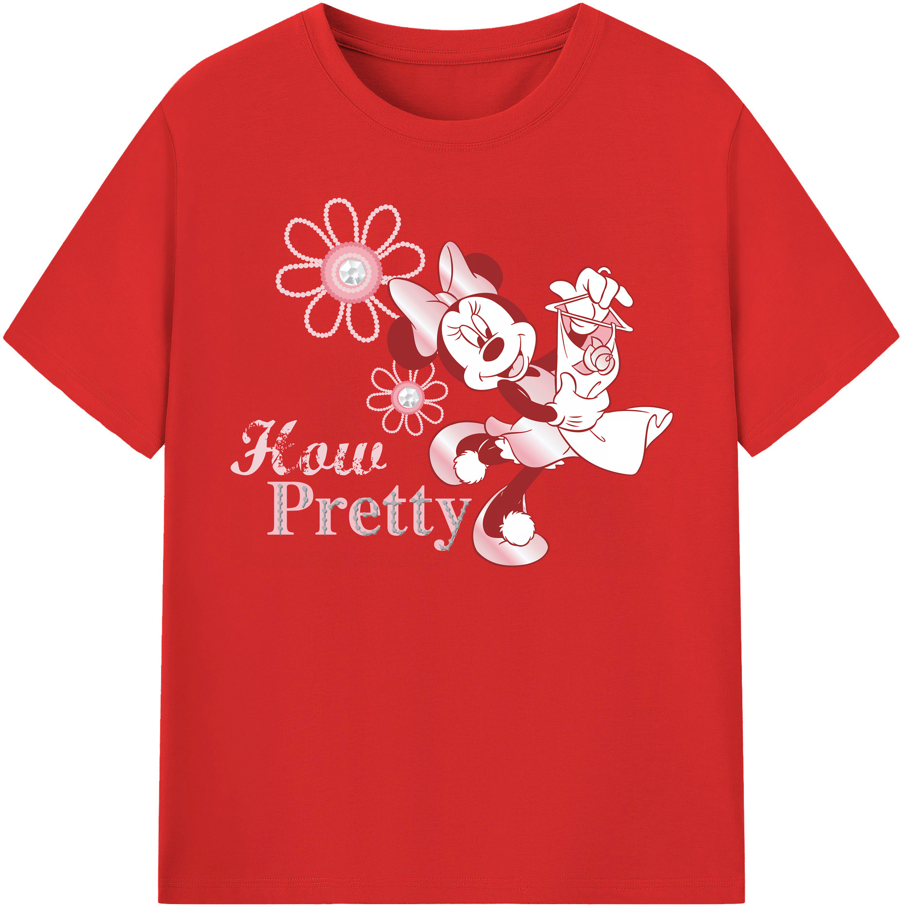 （画像用） ミッキーマウス Mickey Mouse レディースカジュアルプリントTシャツ（綿100％）