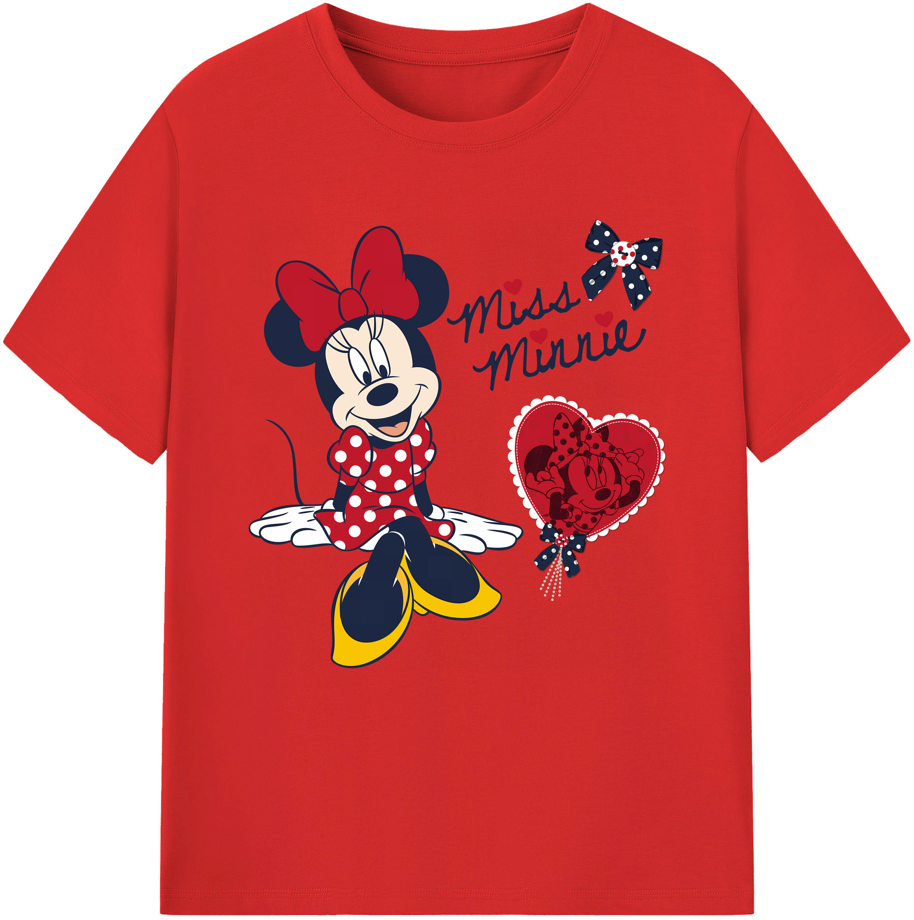 （画像用） ミッキーマウス Mickey Mouse レディースカジュアルプリントTシャツ（綿100％）