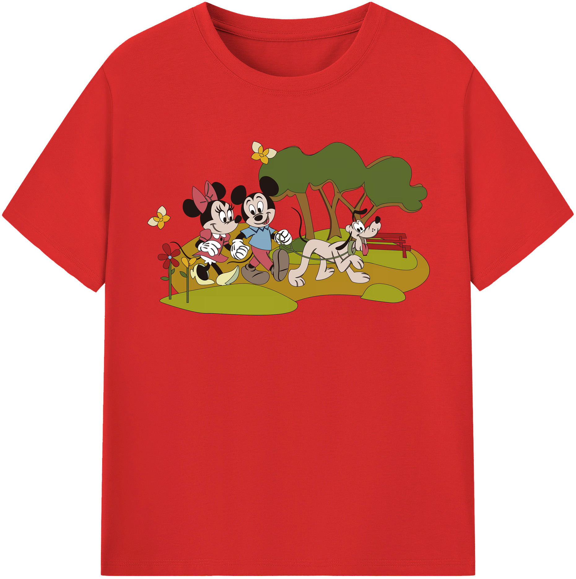 （画像用） ミッキーマウス Mickey Mouse レディースカジュアルプリントTシャツ（綿100％）