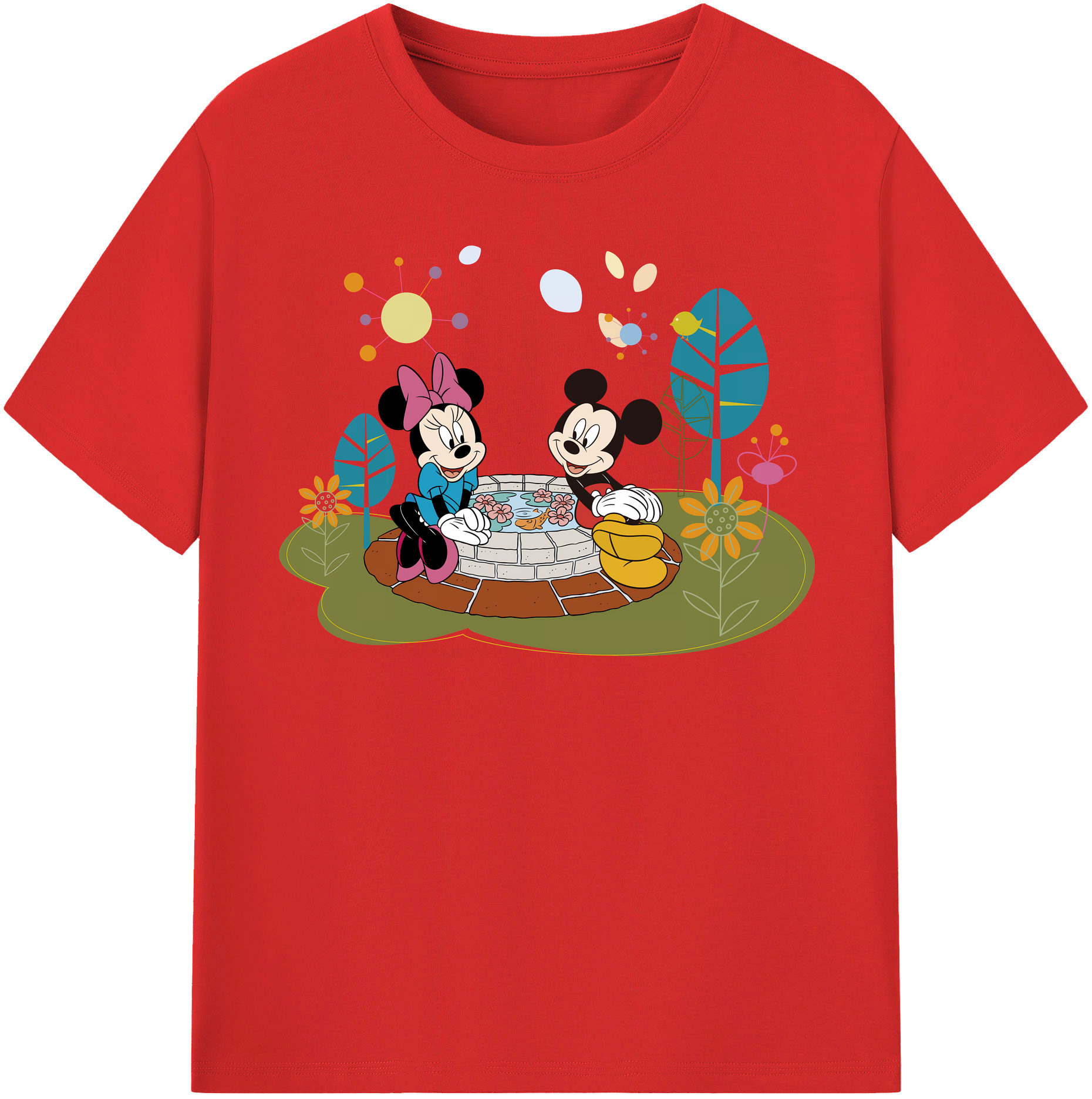 （画像用） ミッキーマウス Mickey Mouse レディースカジュアルプリントTシャツ（綿100％）