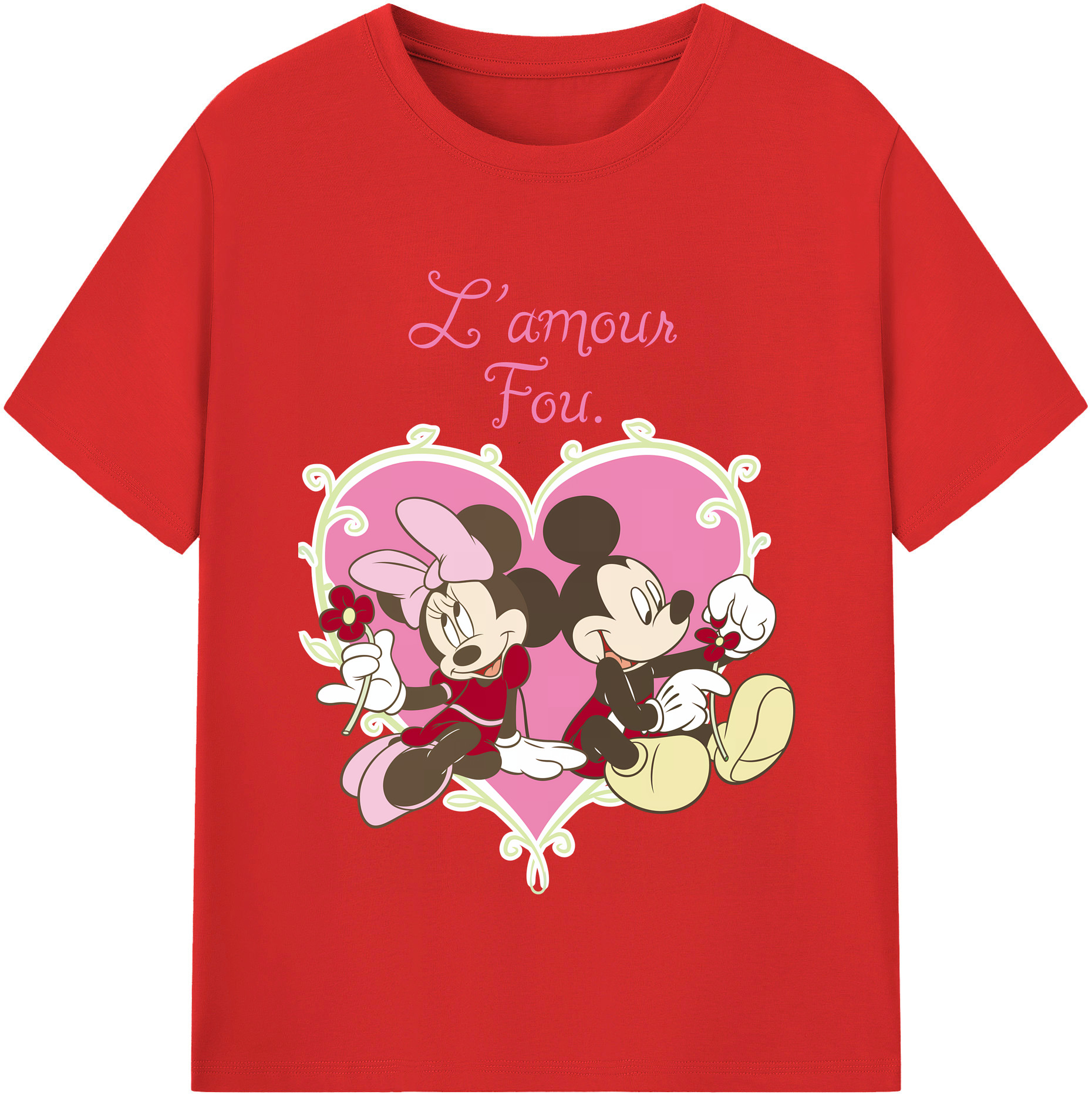 （画像用） ミッキーマウス Mickey Mouse レディースカジュアルプリントTシャツ（綿100％）