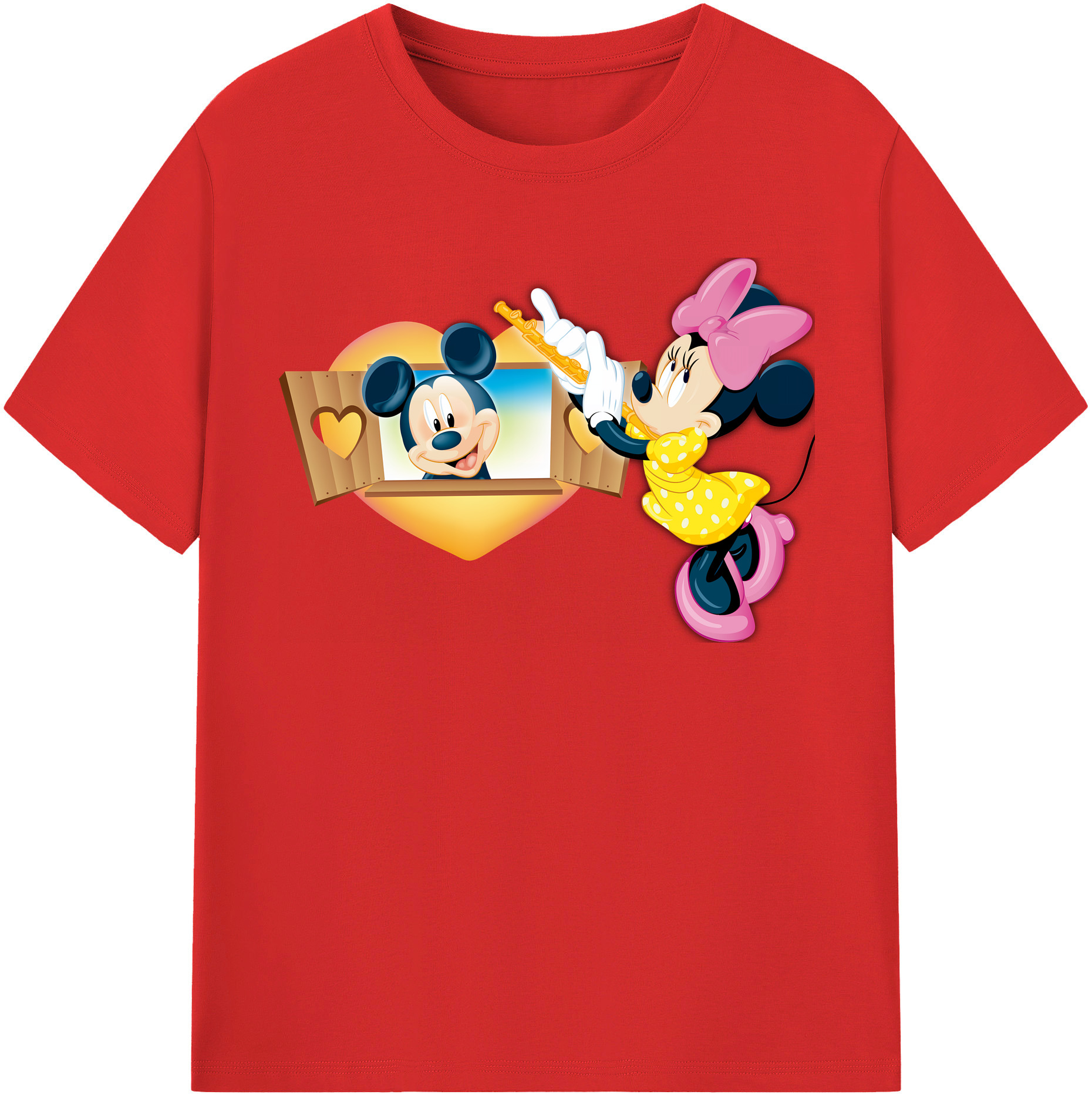 （画像用） ミッキーマウス Mickey Mouse レディースカジュアルプリントTシャツ（綿100％）
