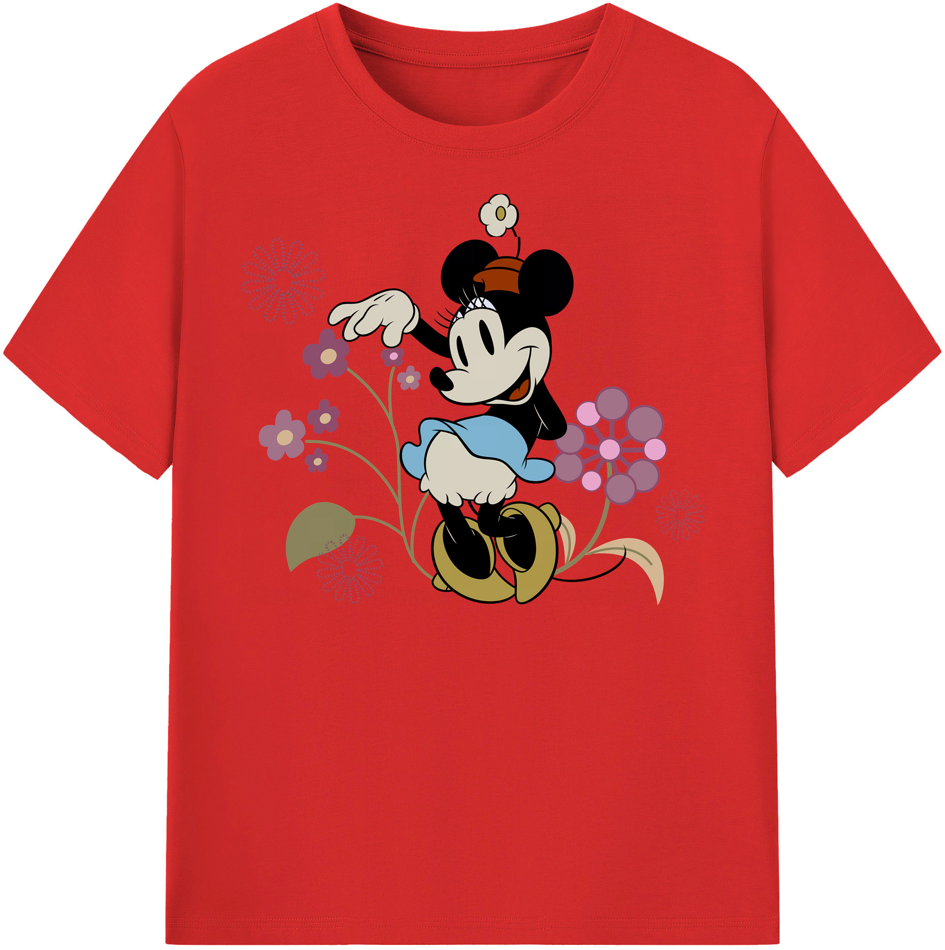 （画像用） ミッキーマウス Mickey Mouse レディースカジュアルプリントTシャツ（綿100％）