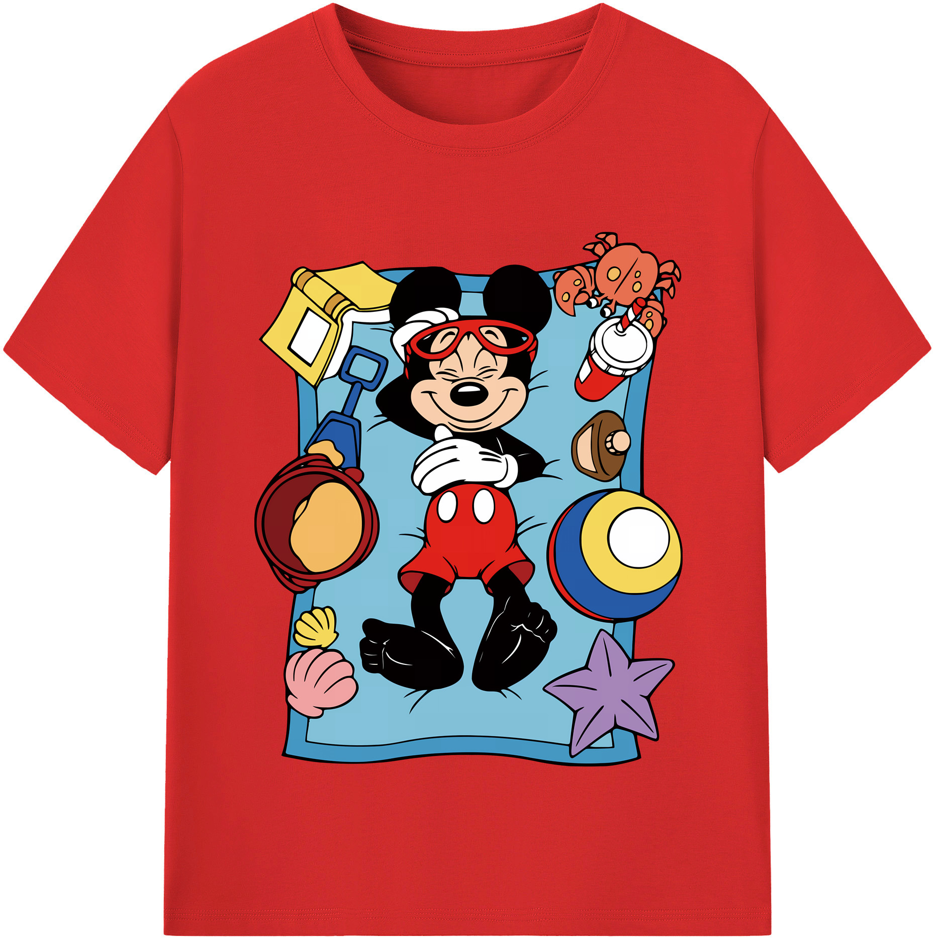 ミッキーマウス Mickey Mouse レディースカジュアルプリントTシャツ（綿100％）