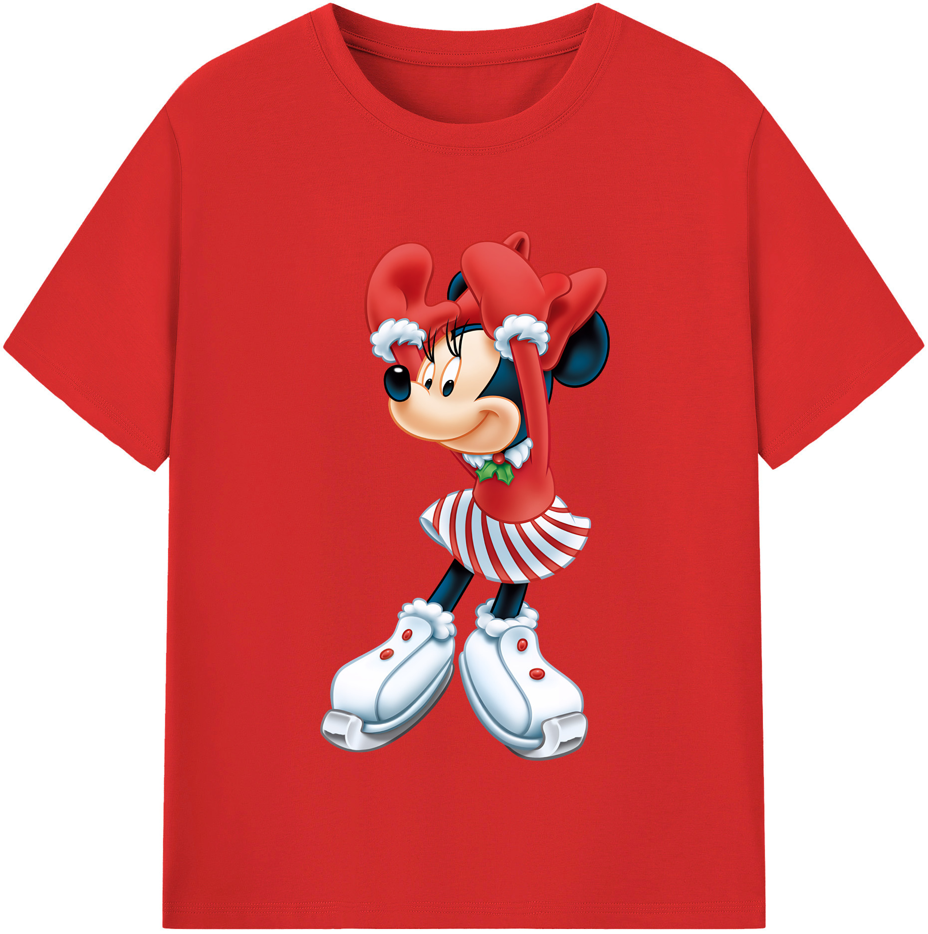 （画像用） ミッキーマウス Mickey Mouse レディースカジュアルプリントTシャツ（綿100％）