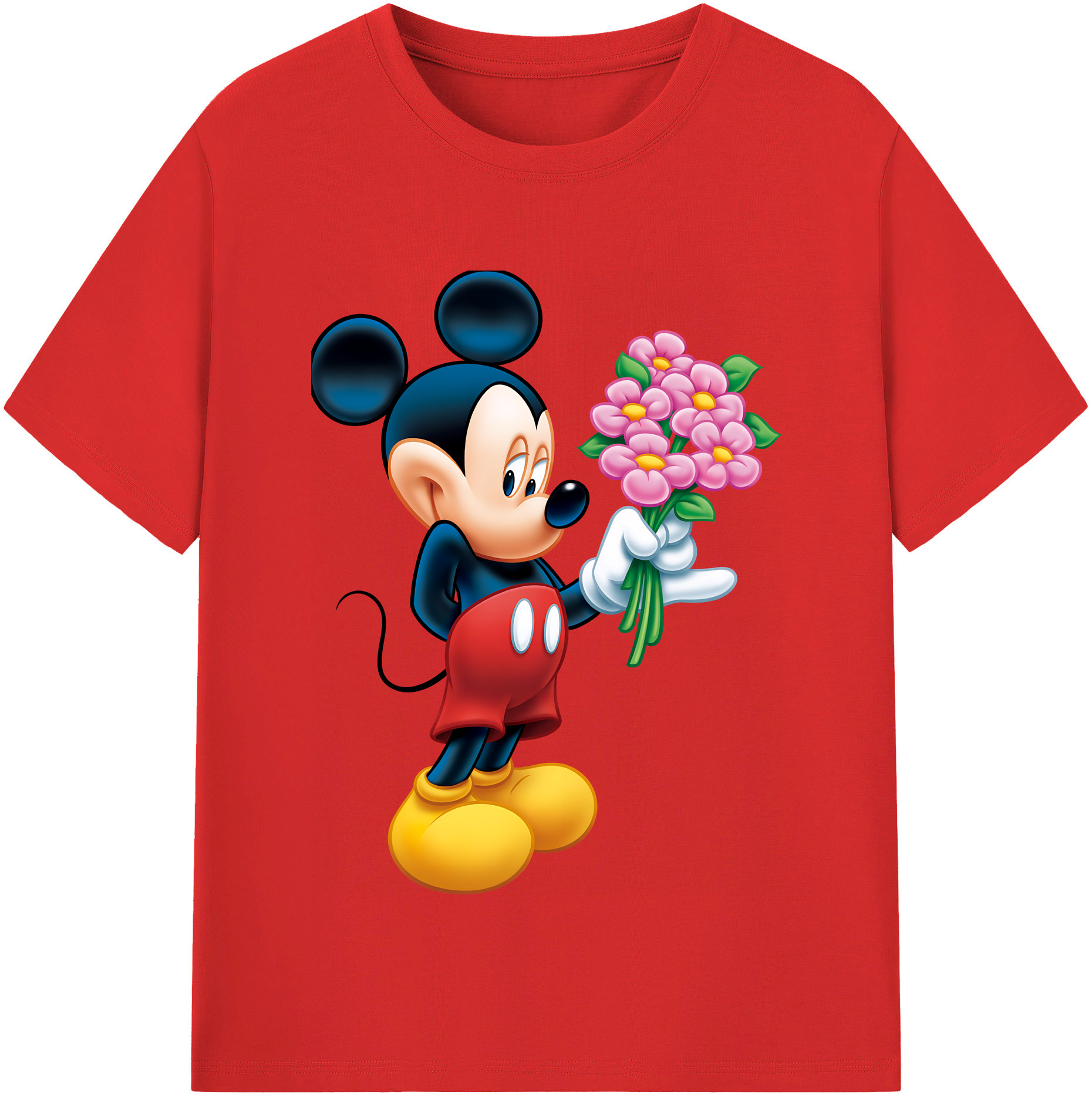 （画像用） ミッキーマウス Mickey Mouse レディースカジュアルプリントTシャツ（綿100％）