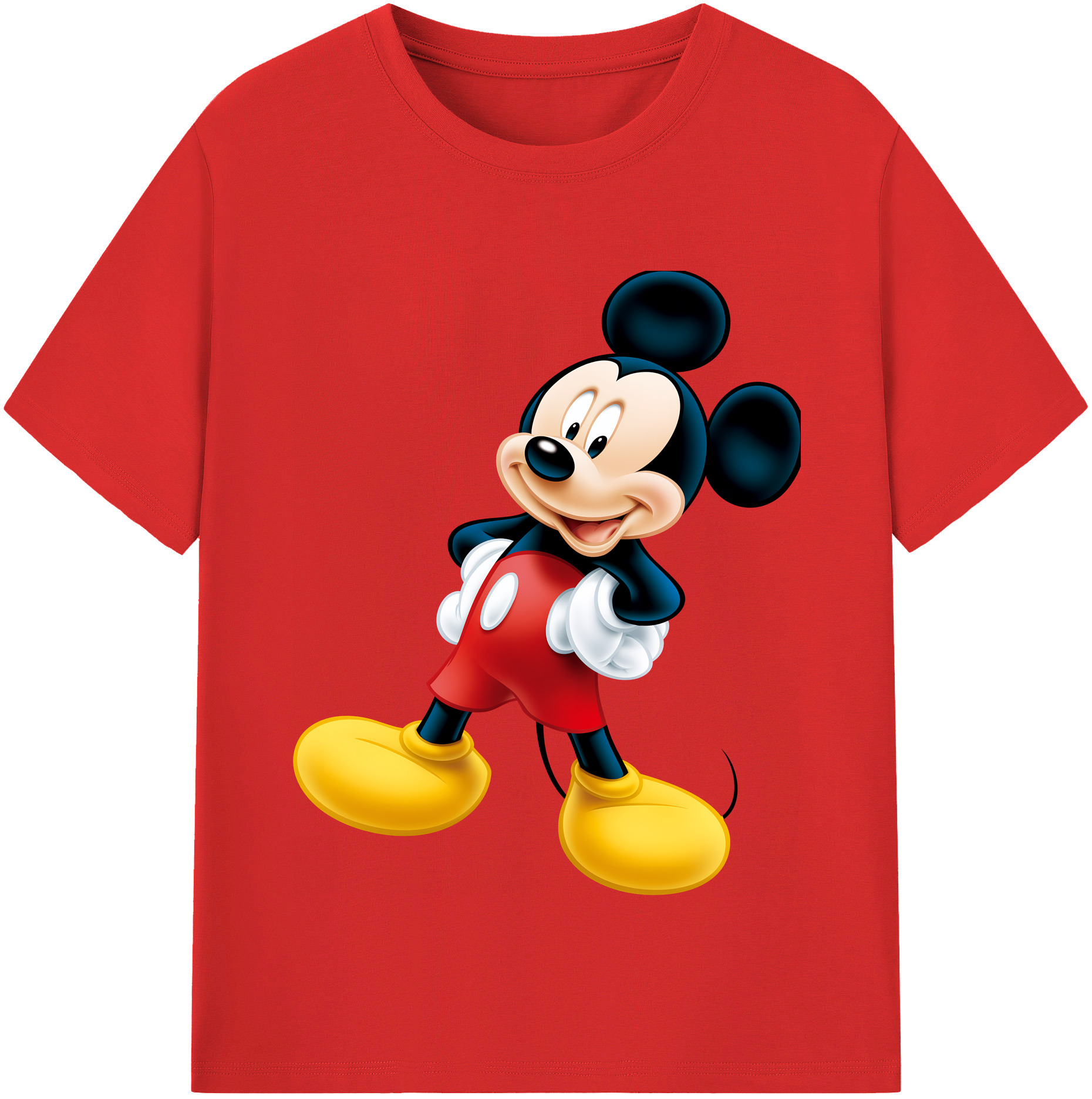 （画像用） ミッキーマウス Mickey Mouse レディースカジュアルプリントTシャツ（綿100％）