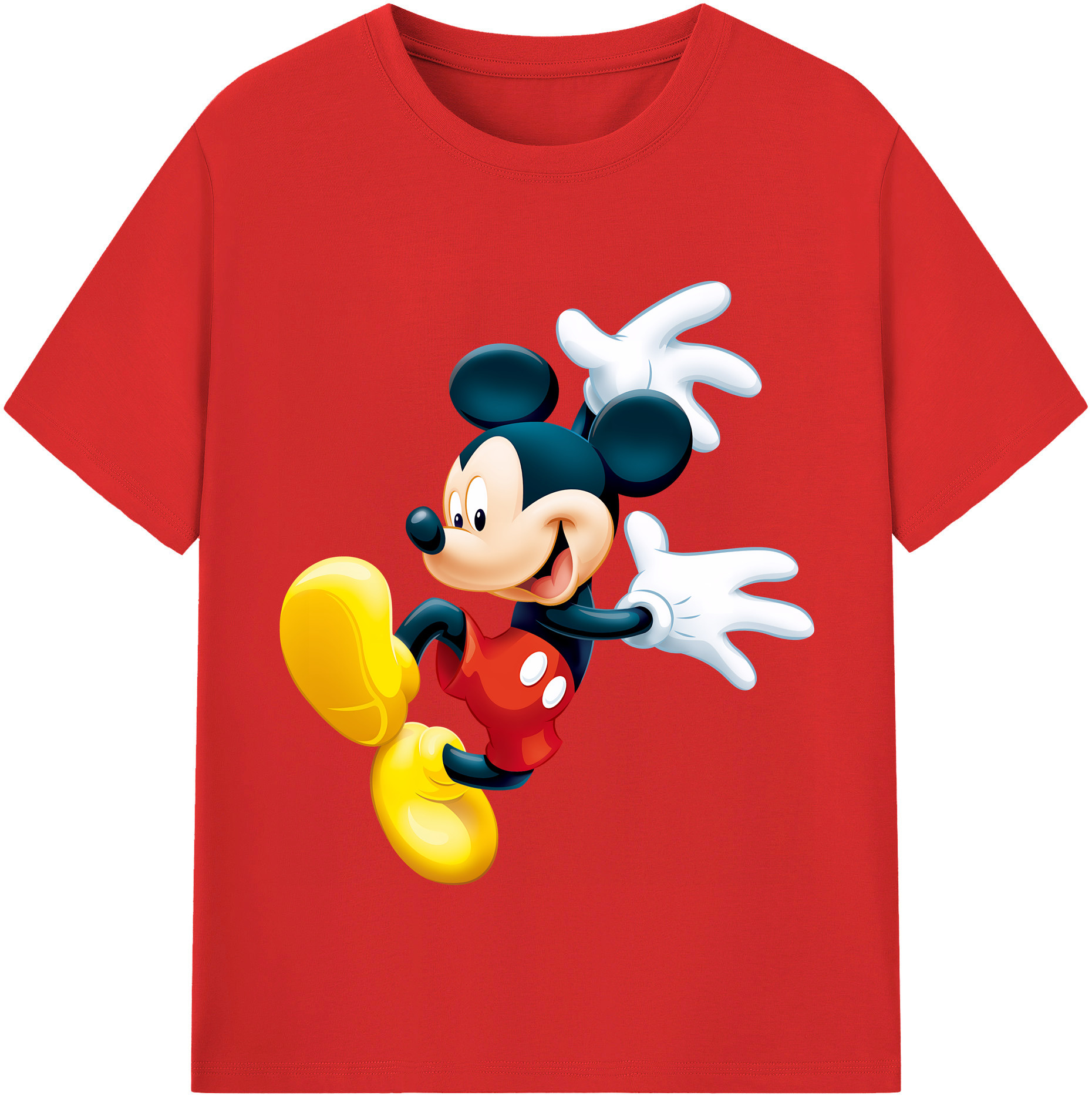 （画像用） ミッキーマウス Mickey Mouse レディースカジュアルプリントTシャツ（綿100％）