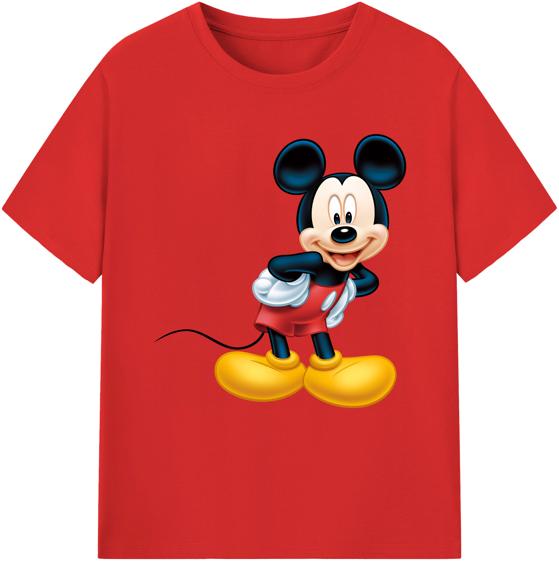 （画像用） ミッキーマウス Mickey Mouse レディースカジュアルプリントTシャツ（綿100％）