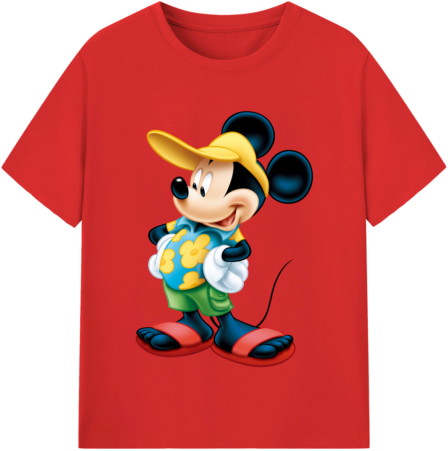（画像用） ミッキーマウス Mickey Mouse レディースカジュアルプリントTシャツ（綿100％）