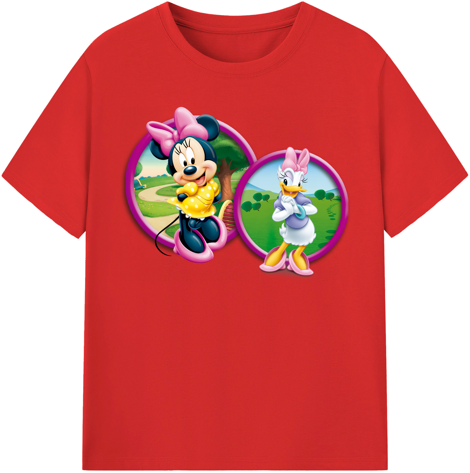 （画像用） ミッキーマウス Mickey Mouse レディースカジュアルプリントTシャツ（綿100％）