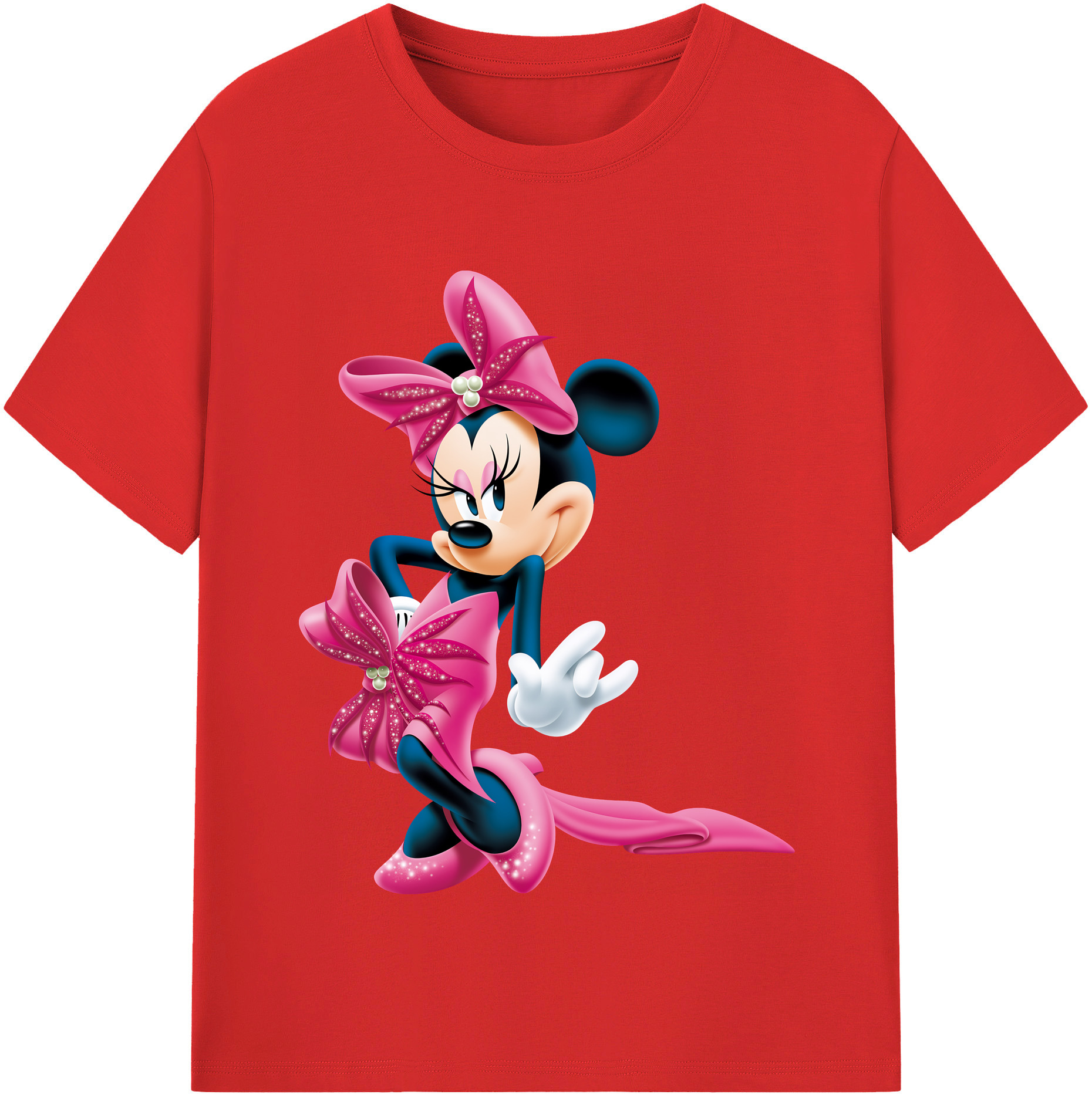 （画像用） ミッキーマウス Mickey Mouse レディースカジュアルプリントTシャツ（綿100％）