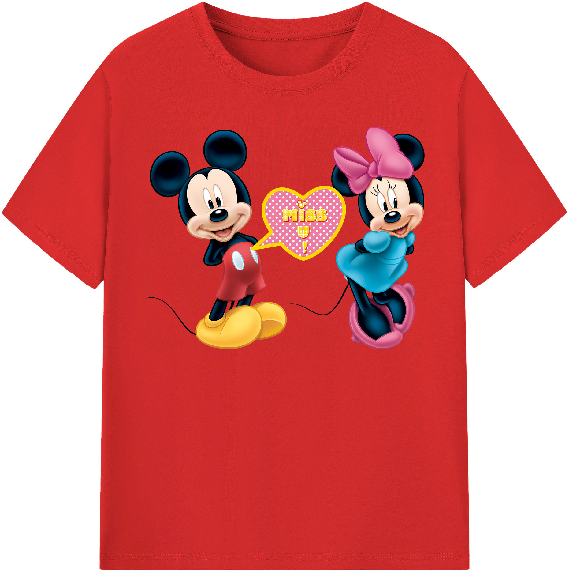 （画像用） ミッキーマウス Mickey Mouse レディースカジュアルプリントTシャツ（綿100％）