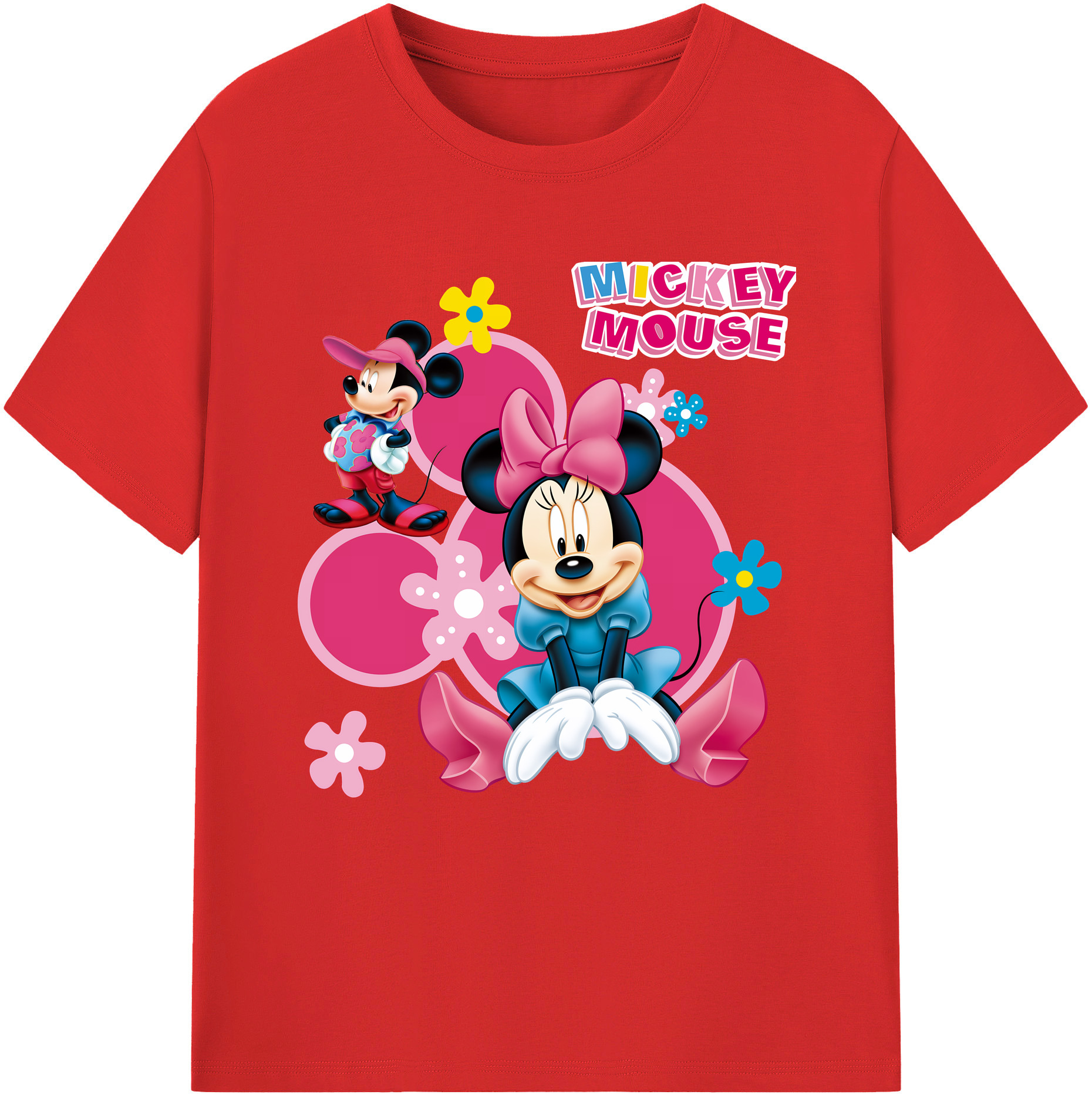 （画像用） ミッキーマウス Mickey Mouse レディースカジュアルプリントTシャツ（綿100％）