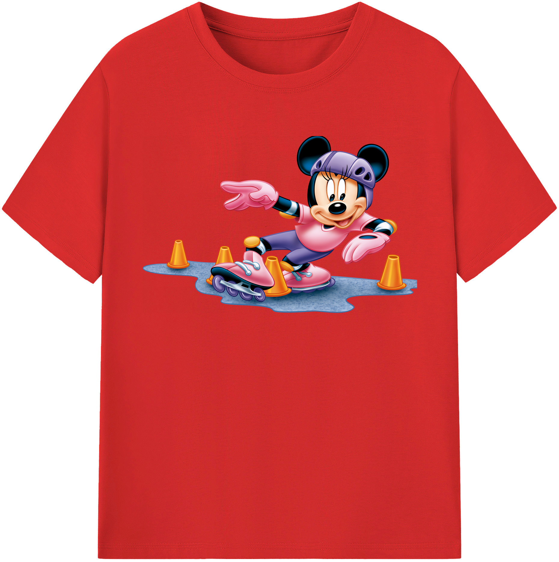 （画像用） ミッキーマウス Mickey Mouse レディースカジュアルプリントTシャツ（綿100％）