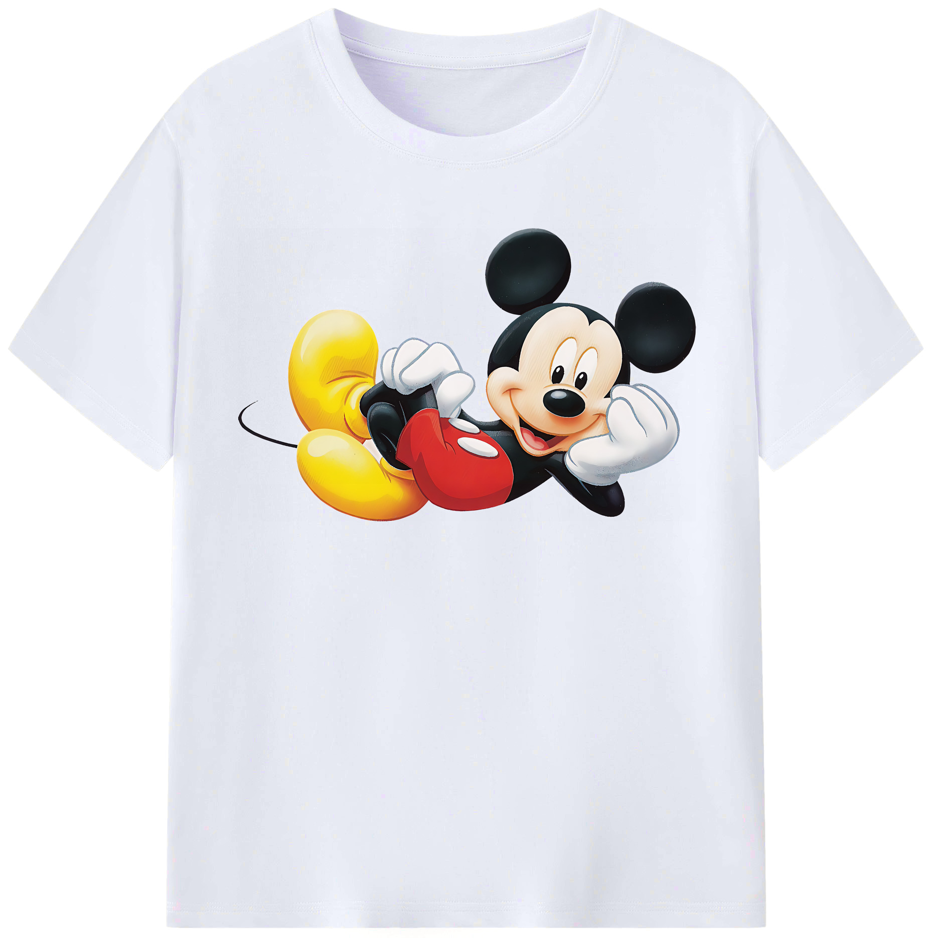 （画像用） ミッキーマウス Mickey Mouse レディースカジュアルプリントTシャツ（綿100％）