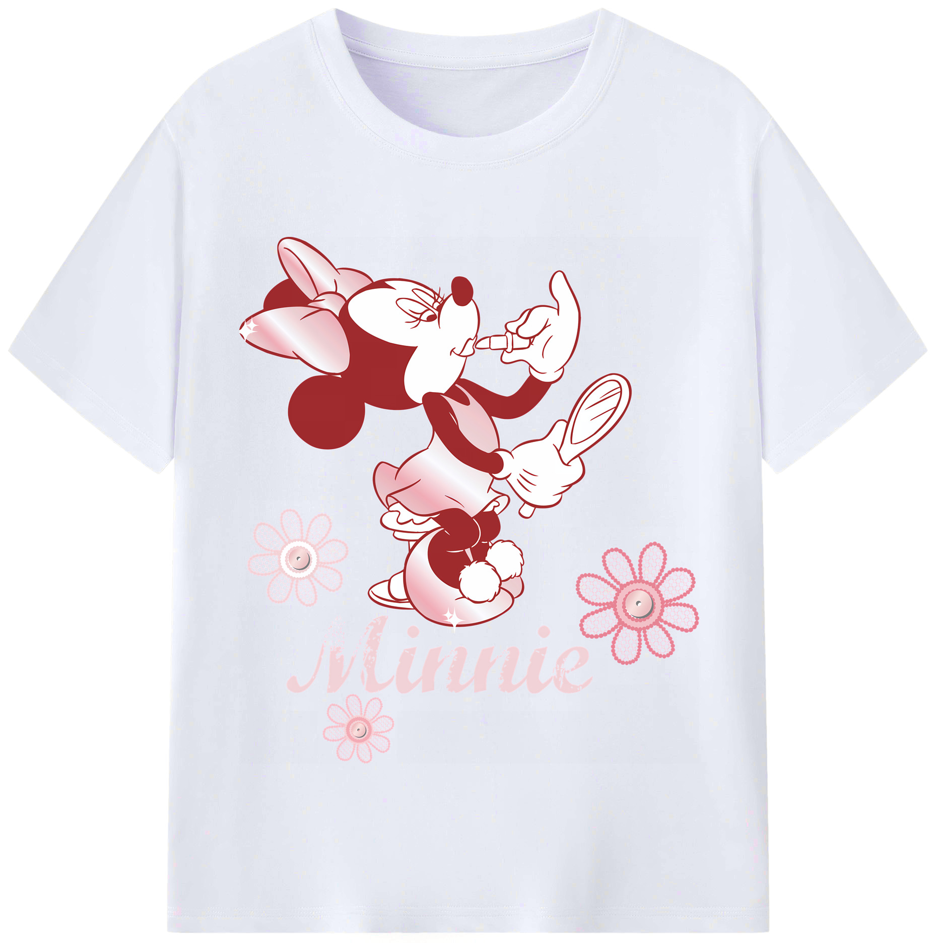（画像用） ミッキーマウス Mickey Mouse レディースカジュアルプリントTシャツ（綿100％）
