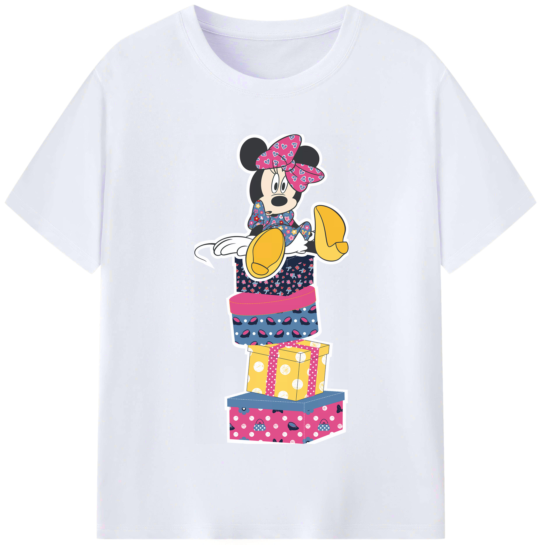 （画像用） ミッキーマウス Mickey Mouse レディースカジュアルプリントTシャツ（綿100％）