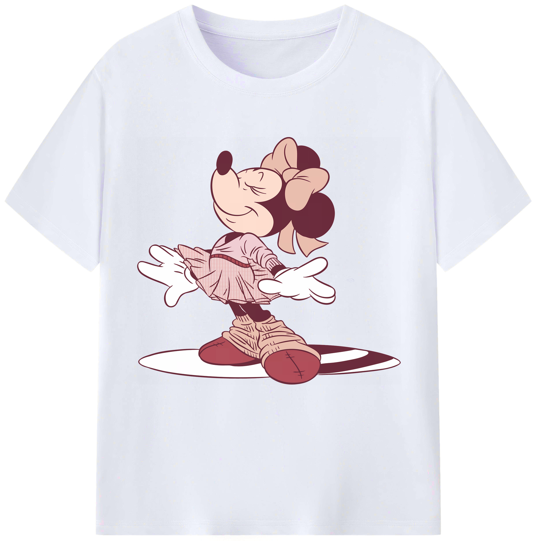 （画像用） ミッキーマウス Mickey Mouse レディースカジュアルプリントTシャツ（綿100％）