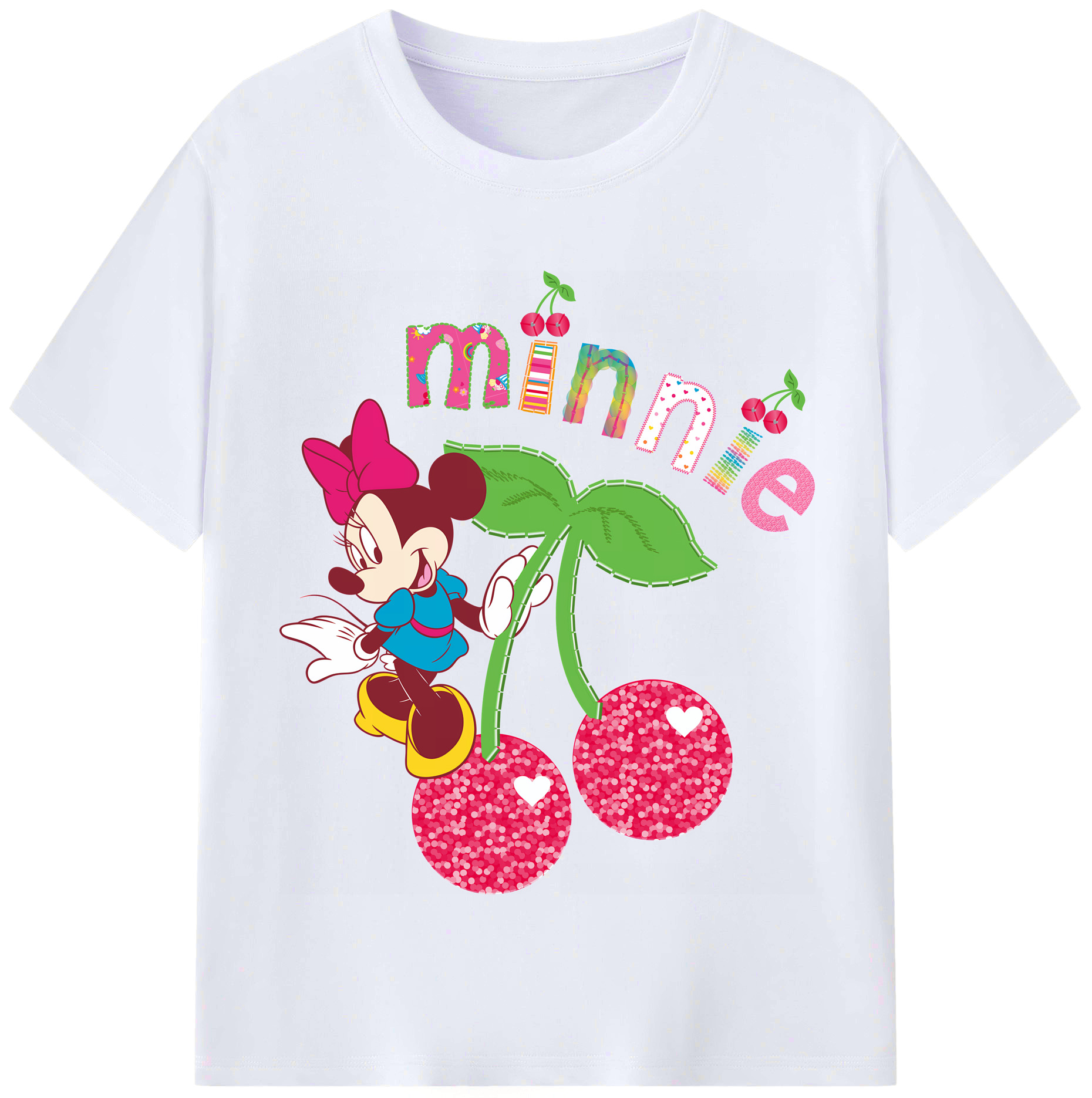 （画像用） ミッキーマウス Mickey Mouse レディースカジュアルプリントTシャツ（綿100％）