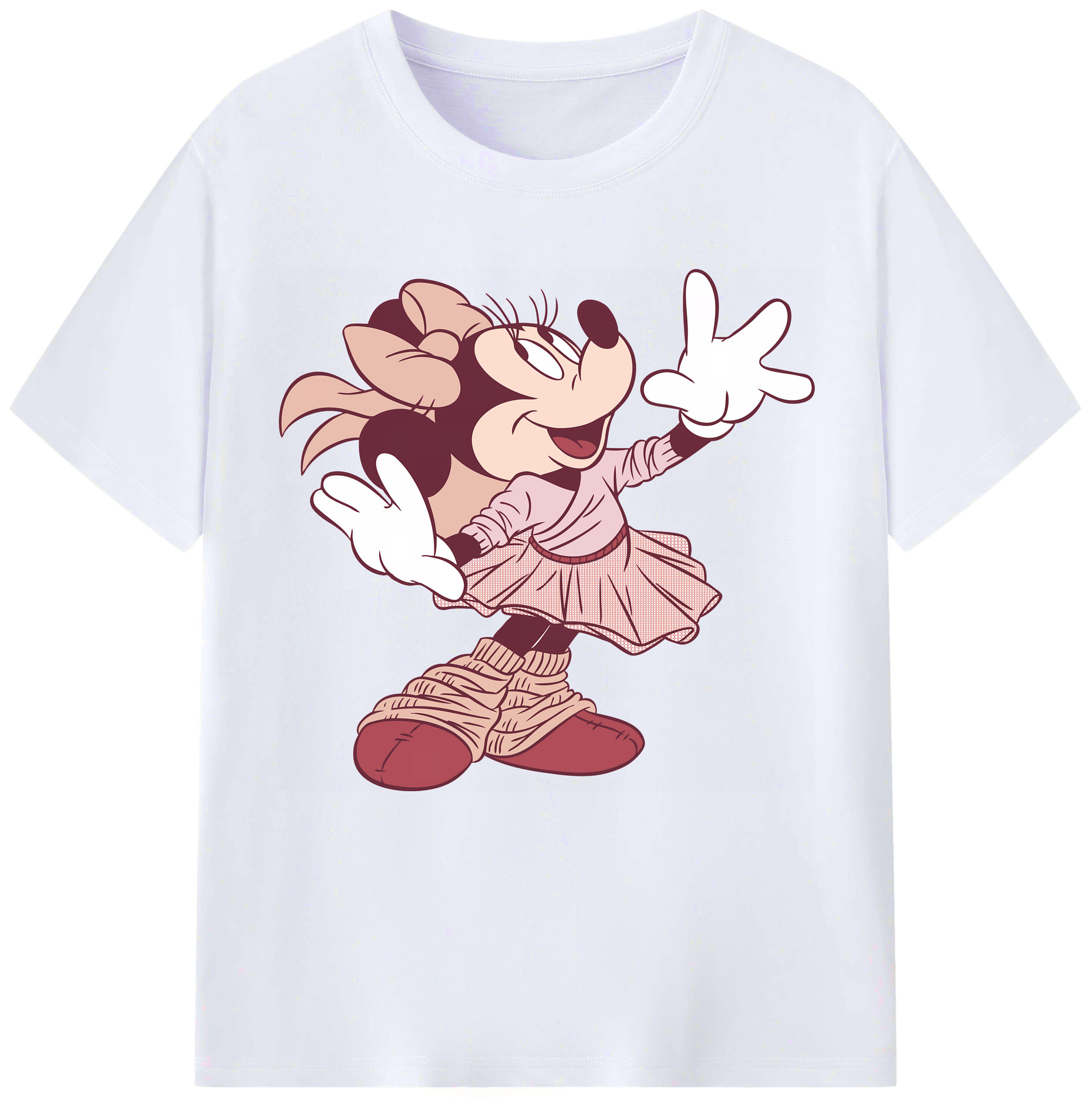 （画像用） ミッキーマウス Mickey Mouse レディースカジュアルプリントTシャツ（綿100％）