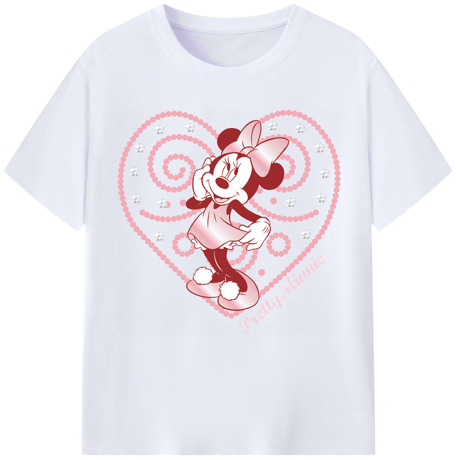 （画像用） ミッキーマウス Mickey Mouse レディースカジュアルプリントTシャツ（綿100％）